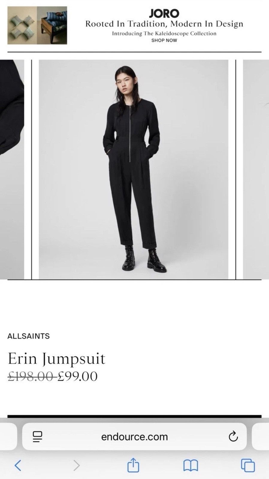 Allsaints Allsaints Erin Jumpsuit Women’s Black Top Zip Long Sleeve Size M / US 6-8 / IT 42-44 - 2 Thumbnail