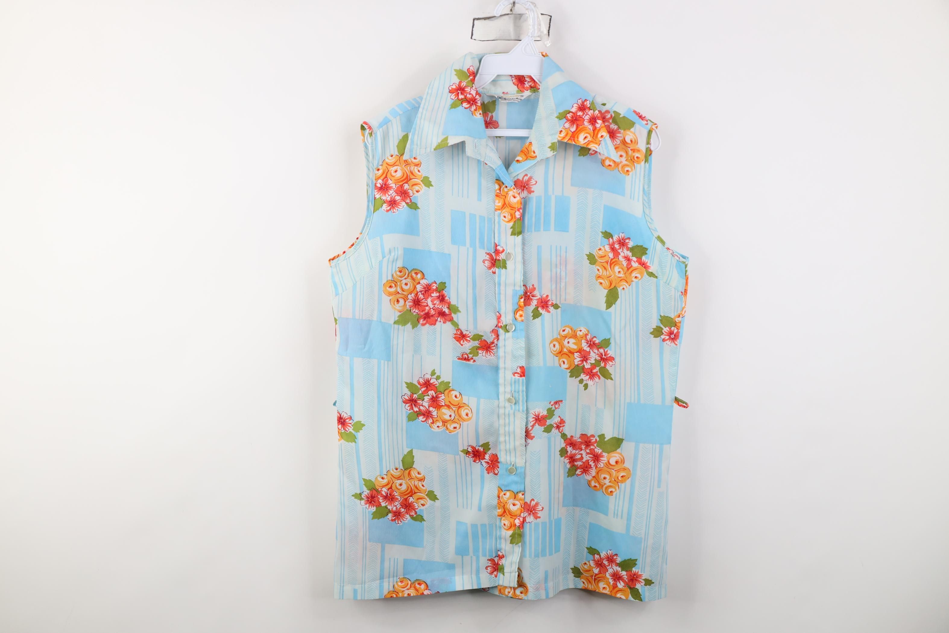 Vintage Vintage 70s Mid Century Modern MCM Sleeveless Collared Shirt Size XS / US 0-2 / IT 36-38 - 1 Thumbnail
