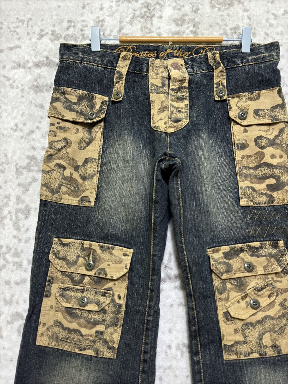 291295=Homme Vintage 291295=Homme Multi Pocket Flare Denim Camo Size US 32 / EU 48 - 4 Thumbnail