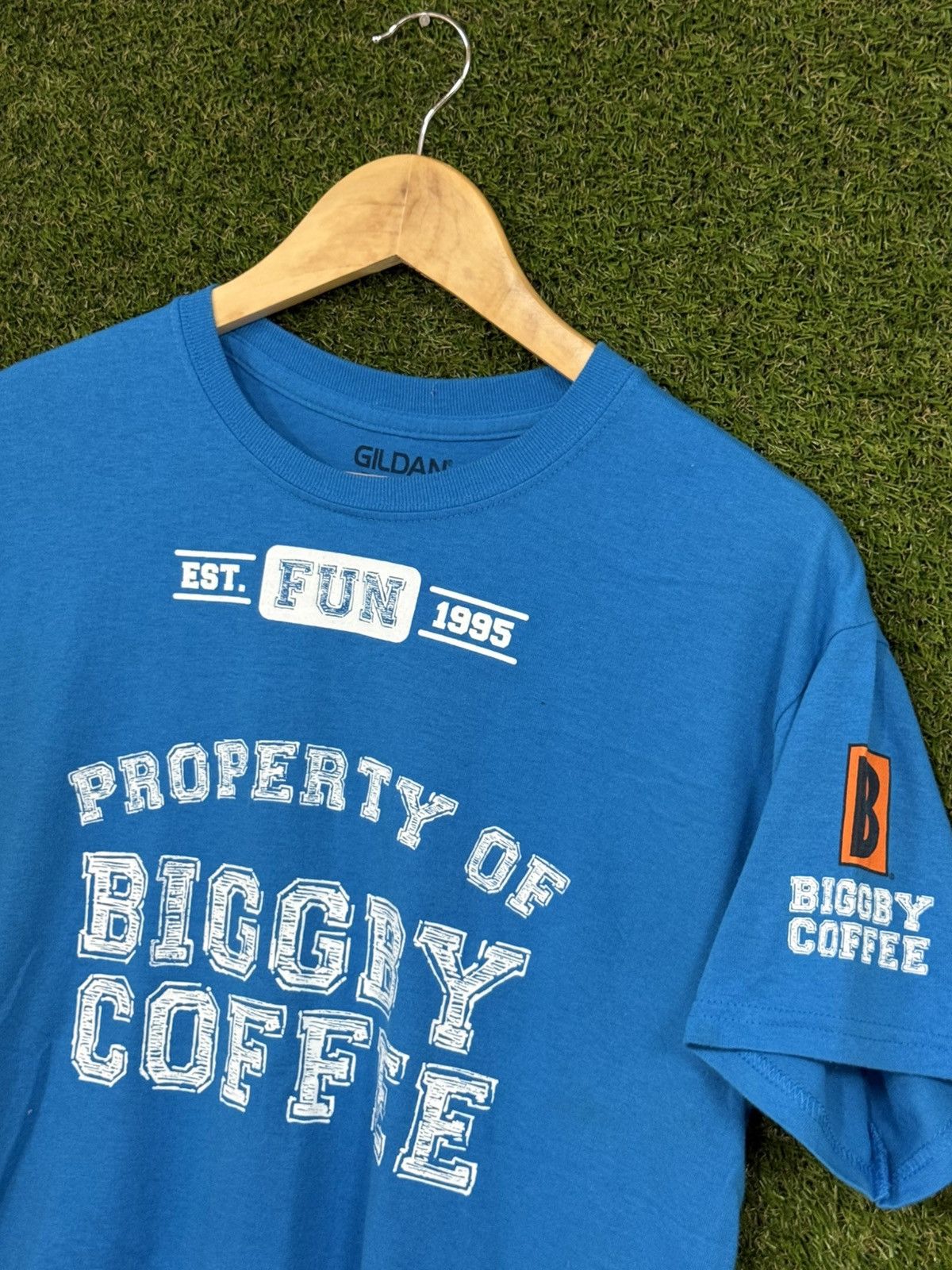 Gildan Vintage Biggby Coffee Blue Gildan Logo Cafe Tee Medium Size US M / EU 48-50 / 2 - 2 Thumbnail
