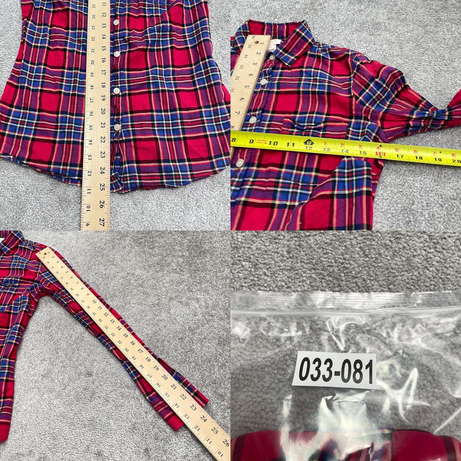J.Crew J.Crew Shirt Women 2XS Red Blue Plaid Button-Down Long Sleeve Cotton Crewneck? No Size XXS / US 00 / IT 34 - 8 Thumbnail