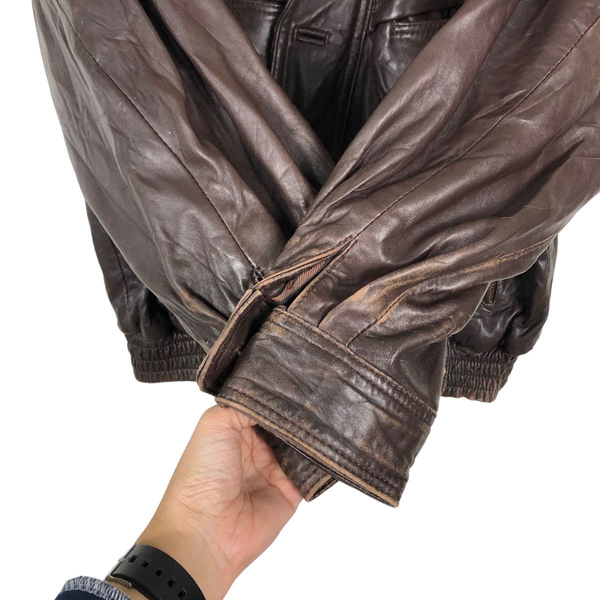 Genuine Leather 🔥90’s Vintage Bomber Leather Jacket Issey Miyake Collection Size US L / EU 52-54 / 3 - 11 Thumbnail