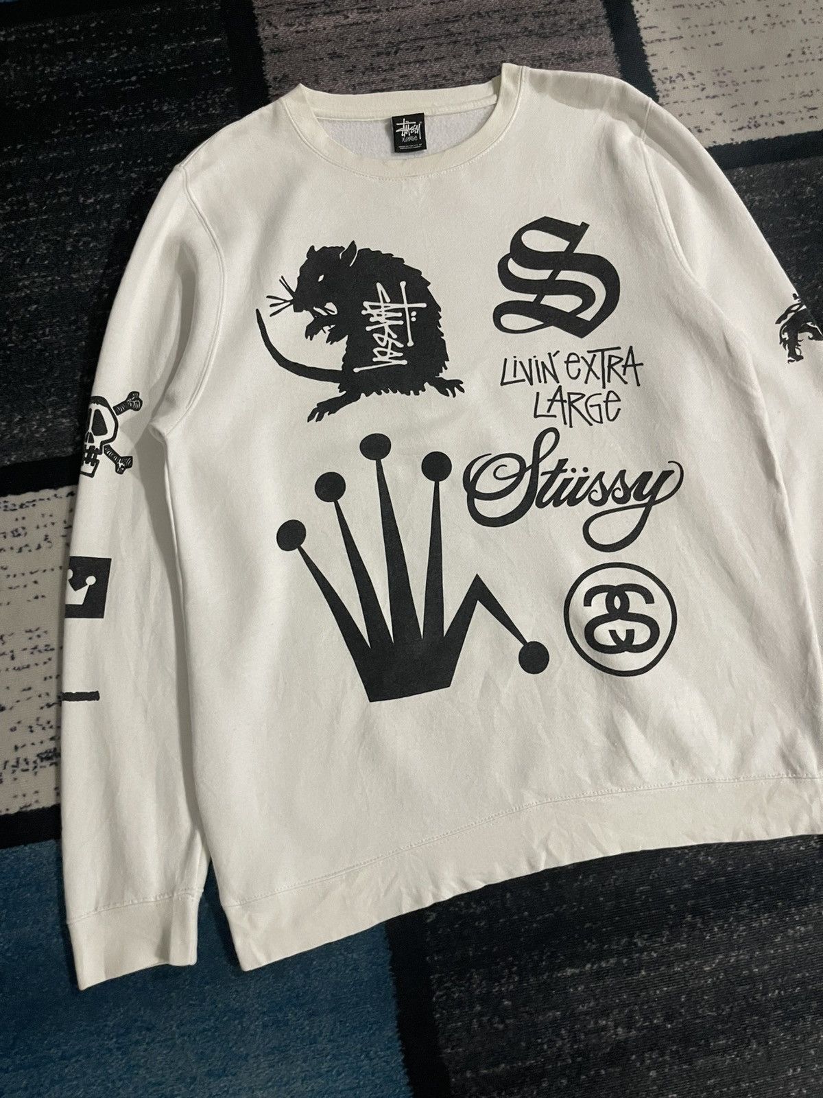 Stussy Vintage Stussy Crown Collage Fullprint Sweatshirt Size US XL / EU 56 / 4 - 5 Thumbnail