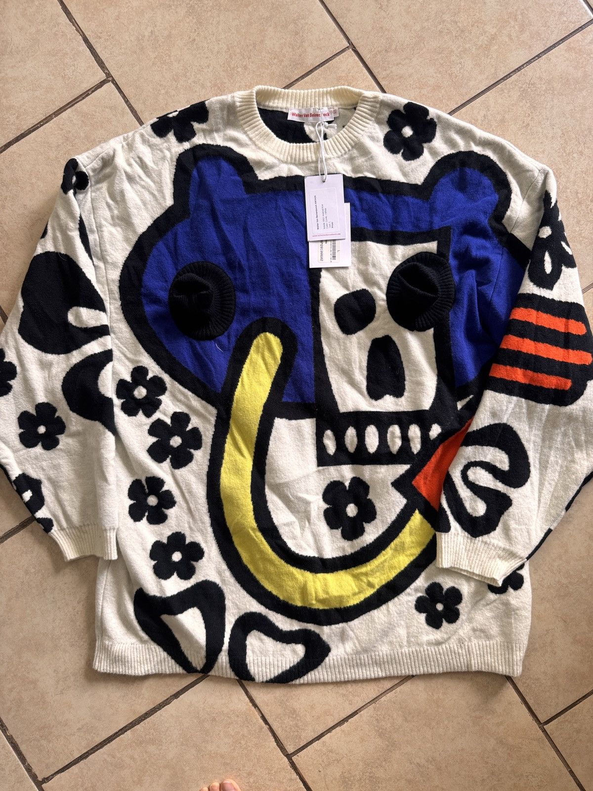Designer × Walter Van Beirendonck WALTER VAN BEIRENDONCK Android Knit Sweater - Comb. I White Size US L / EU 52-54 / 3 - 6 Thumbnail