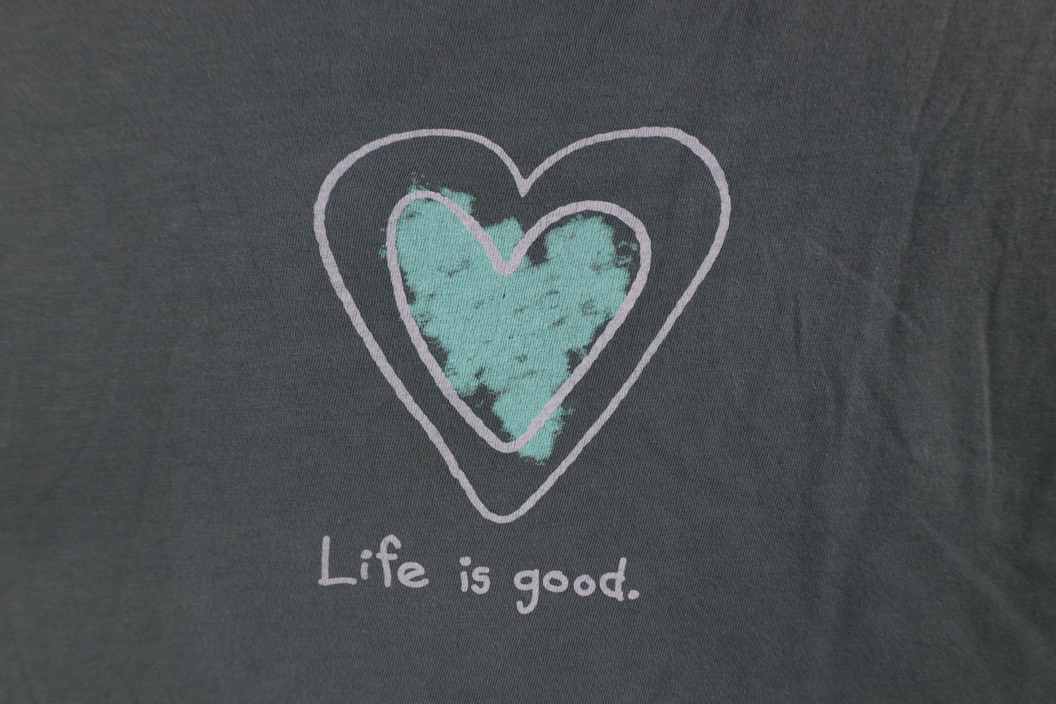 Life is Good Life Is Good Spell Out Heart Short Sleeve T-Shirt Teal Green Size M / US 6-8 / IT 42-44 - 4 Thumbnail