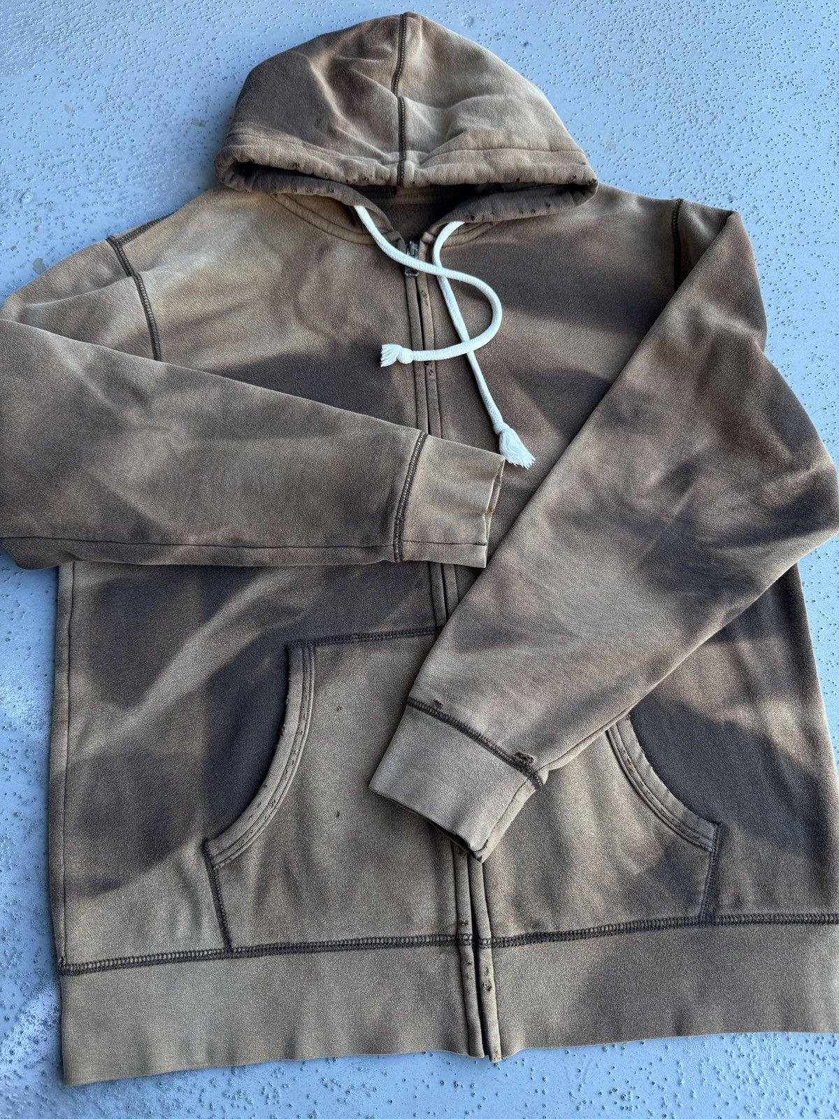 Vintage Faded distressed hoodie brown full zip vintage M-L Size US M / EU 48-50 / 2 - 12 Thumbnail