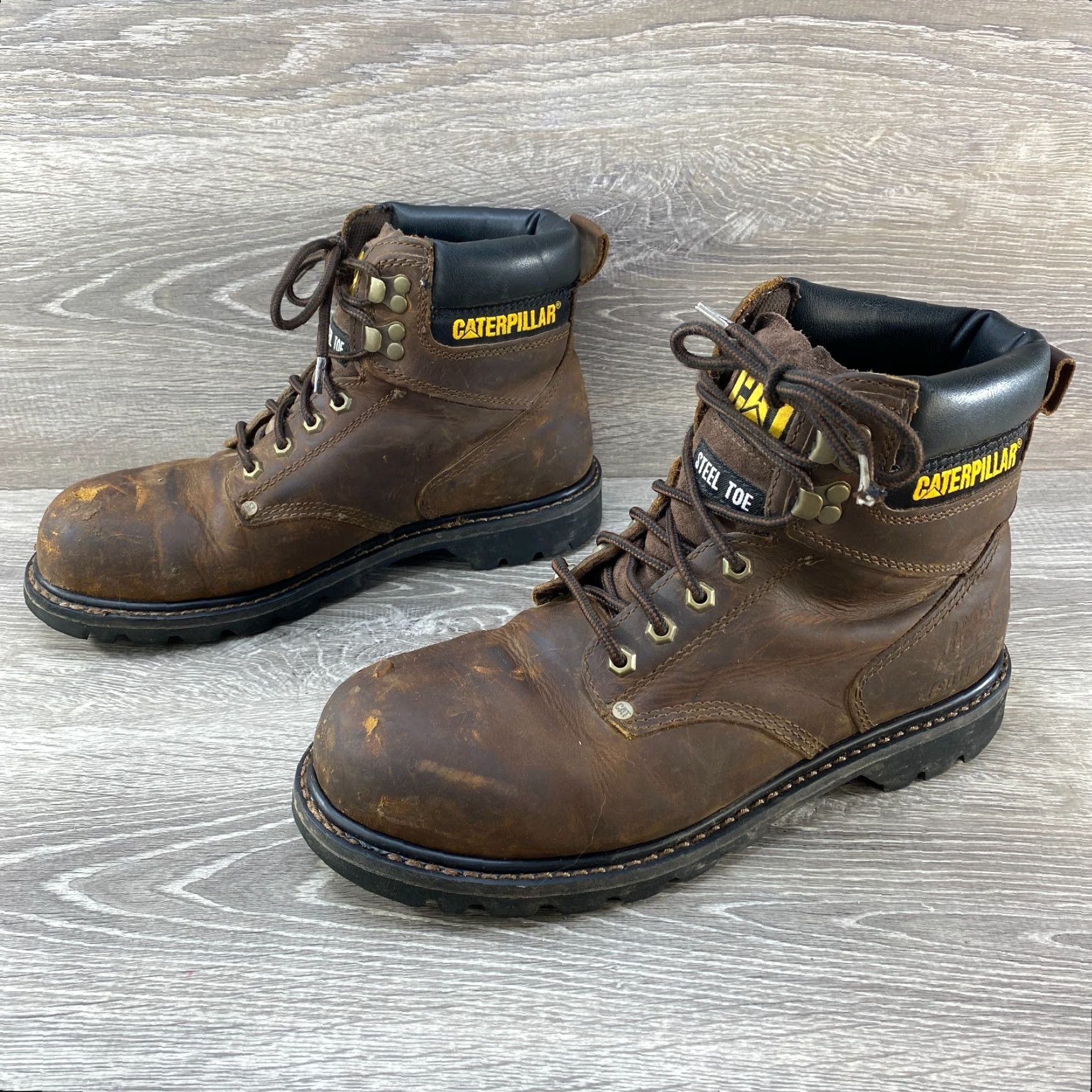 Vintage Caterpillar CAT Second Shift Steel Toe Work Boots P89586 Brown Leather Mens 10 Size US 9 / EU 42 - 5 Thumbnail