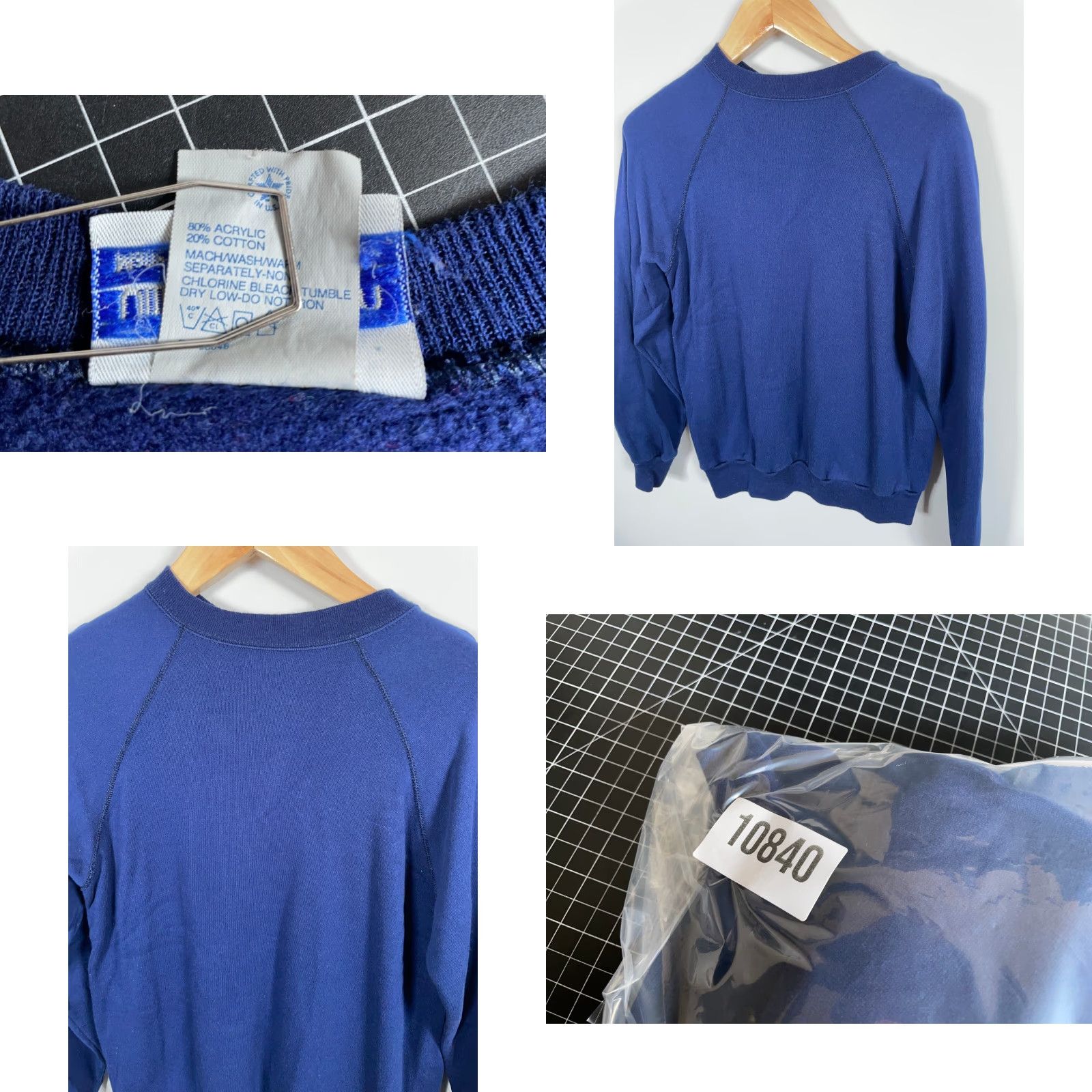 Tultex VINTAGE Tultex Sweatshirt Raglan Sleeve Dark Blue 80s Repurposed Medium Adult Mens Raglan Sleeve Size US M / EU 48-50 / 2 - 8 Thumbnail