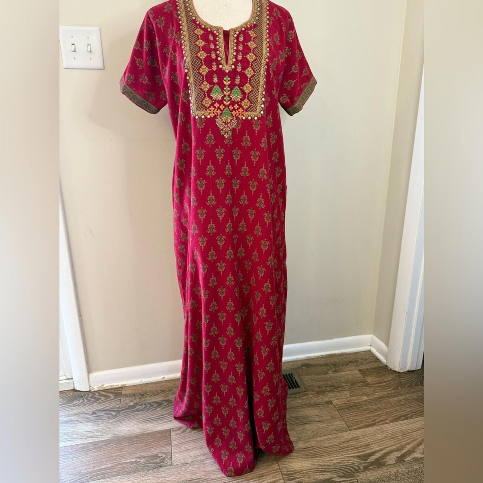 Other Sarra red embroidered ornate maxi sari with pockets SZ 38 Size M / US 6-8 / IT 42-44 - 6 Thumbnail