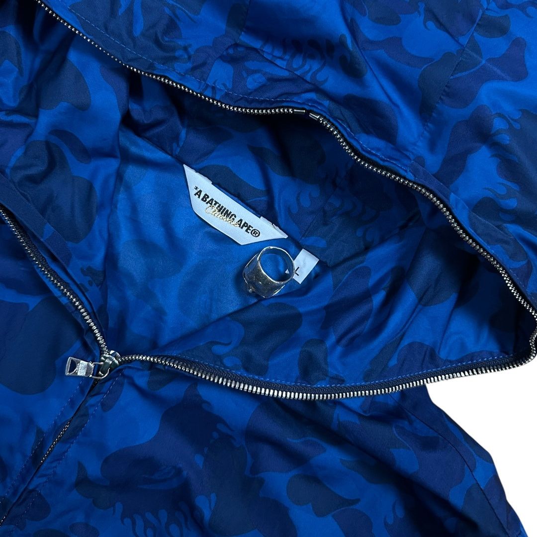 Bape L Bape Blue Flame Nylon Zip Up Jacket (2010) Size US L / EU 52-54 / 3 - 2 Thumbnail