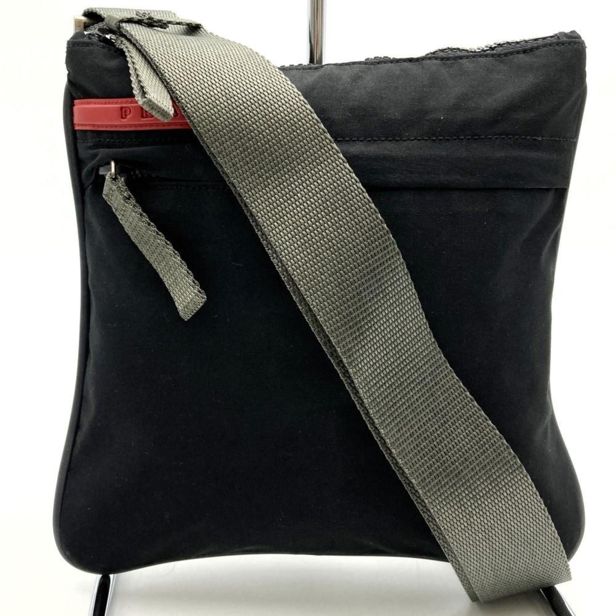 image of Pradasports Prada Sports Shoulder Bag Sacoche Pochette Black Nylon Women's Prada Sports