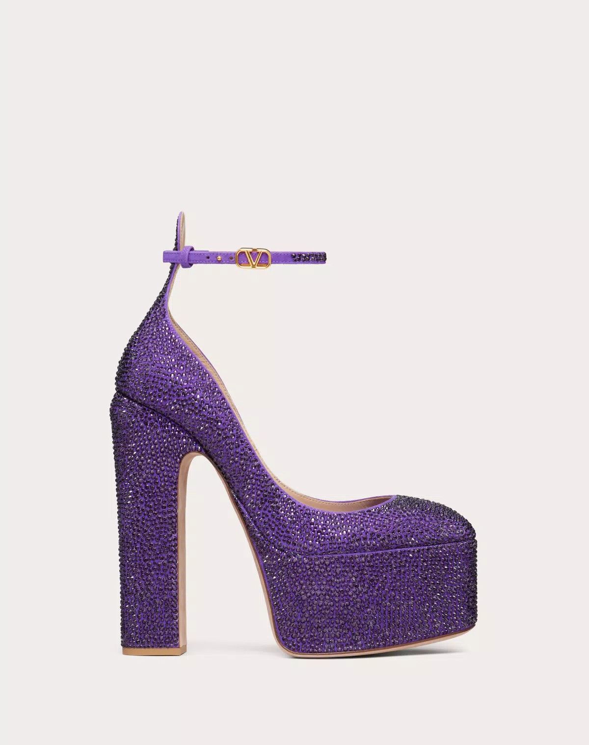 Valentino o1s1wg111125 Tan-Go Pumps Sandals With Crystals in Purple Size US 5.5 / IT 35.5 - 1 Thumbnail