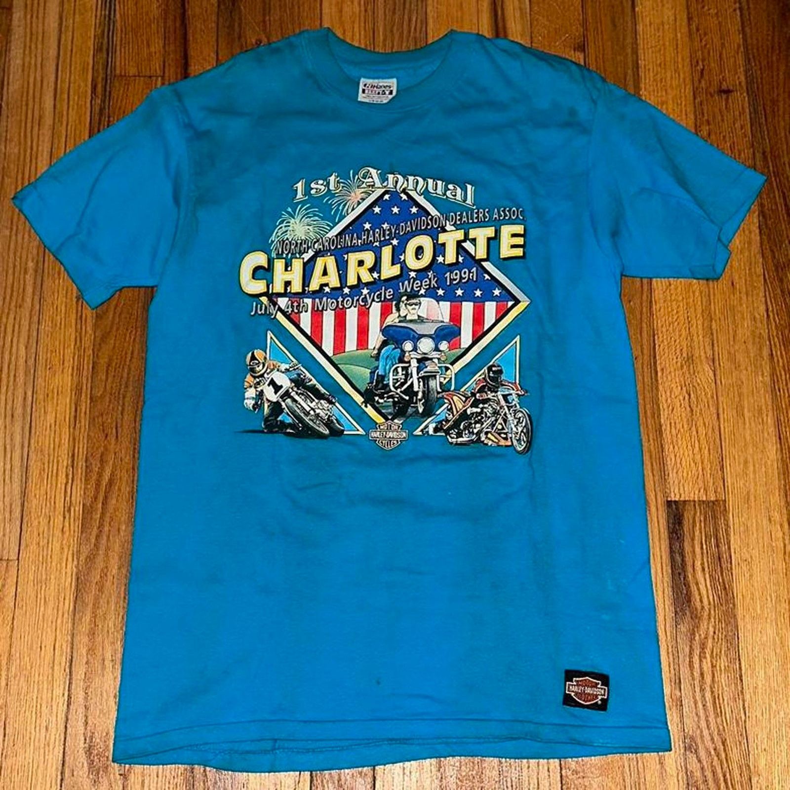 Harley Davidson × Vintage Vintage 1991 Single Stitch Harley Davidson Motorcycle Week L Size US L / EU 52-54 / 3 - 1 Thumbnail