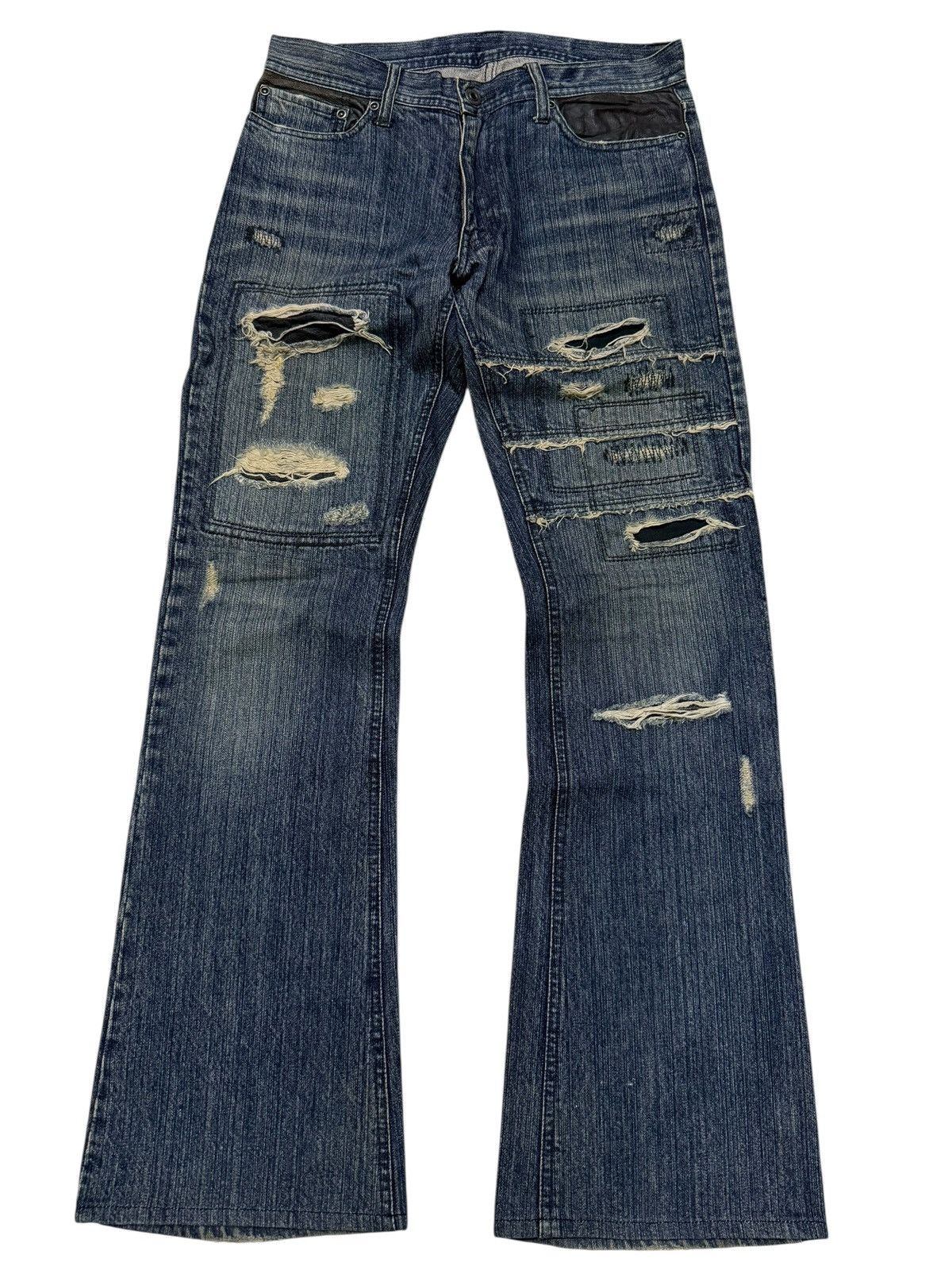 Le Grande Bleu (L.G.B.) Flared Jeans Rupert Difference Distressed Rare Design Denim Size US 30 / EU 46 - 3 Thumbnail