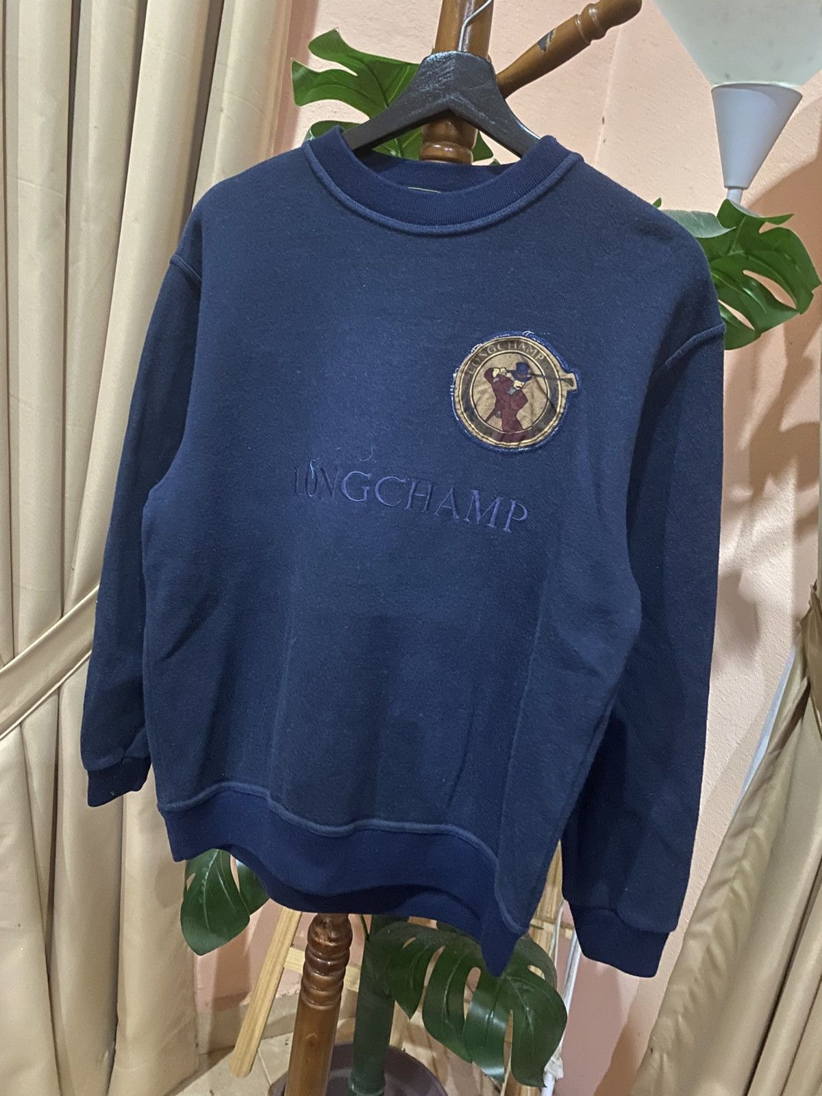 Longchamp Vintage Longchamp Paris Navy Blue Embroidered Sweatshirt Size US M / EU 48-50 / 2 - 2 Thumbnail