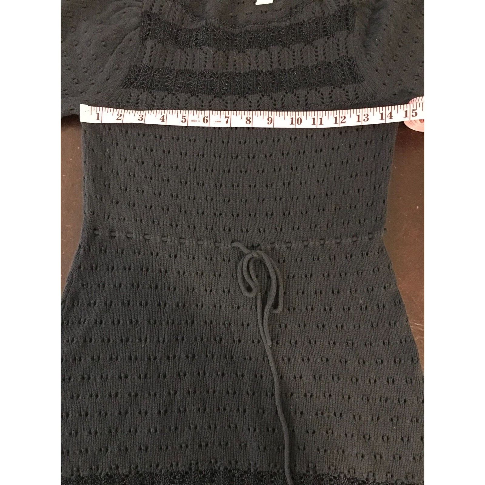 Anthropologie Anthropologie Moth Navy Blue Tie-Waist Pointelle Sweater Size XS / US 0-2 / IT 36-38 - 5 Thumbnail