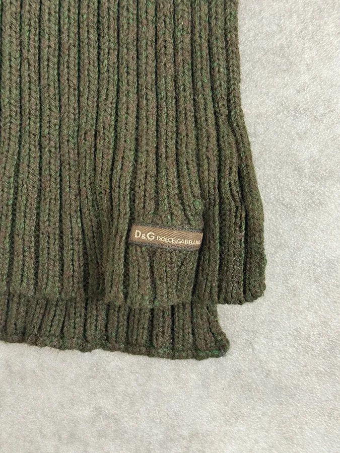 Dolce & Gabbana AW2003 Dolce & Gabbana Khaki Wool Ribbed Knit Scarf Size ONE SIZE - 5 Thumbnail
