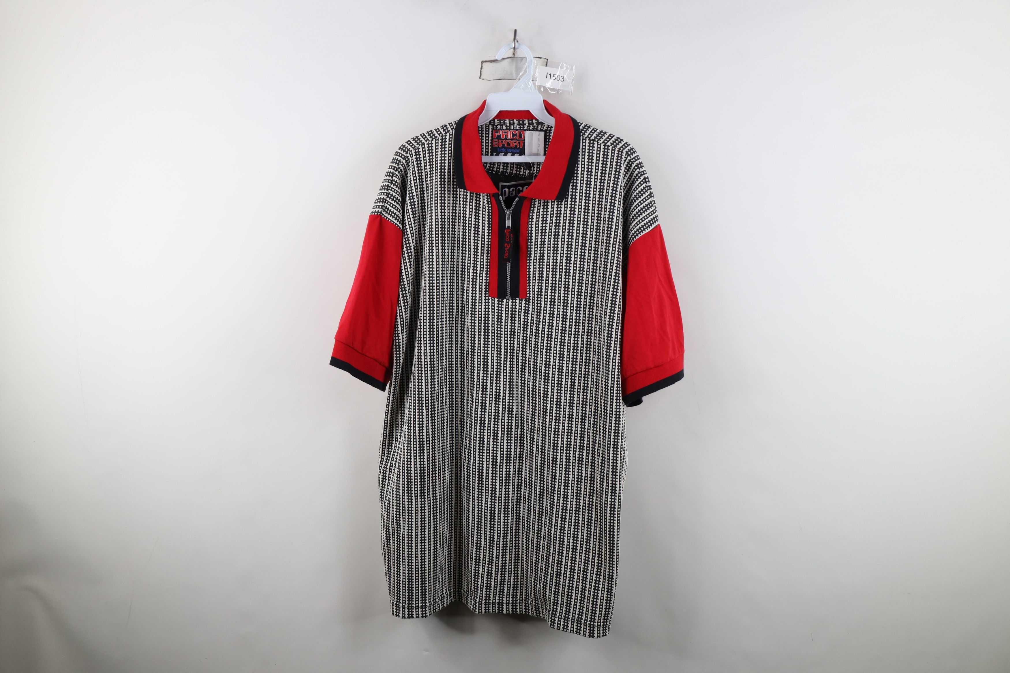 Vintage Deadstock Vintage 90s Streetwear Striped Baggy Half Zip Polo Size US L / EU 52-54 / 3 - 1 Thumbnail