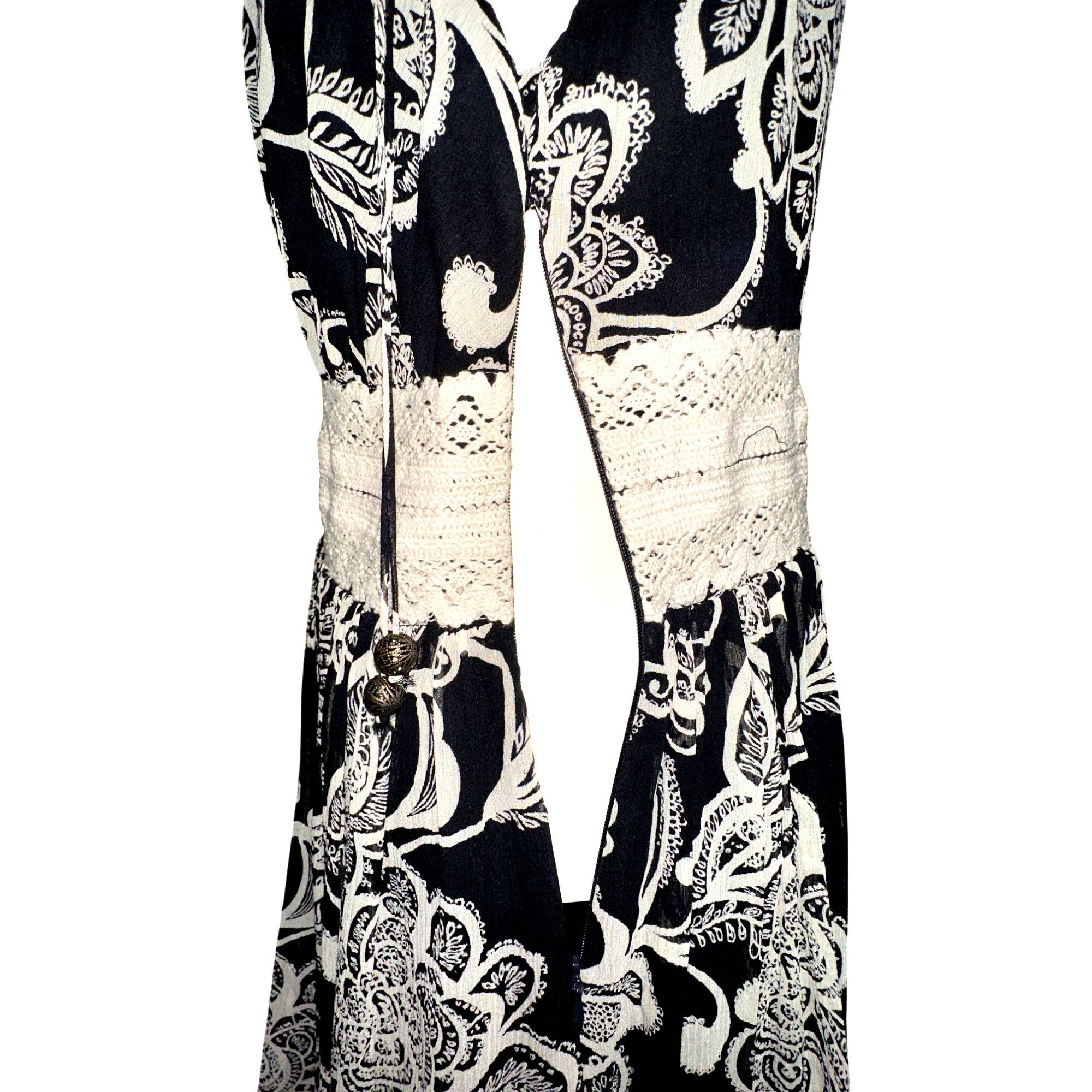 Oscar De La Renta Oscar de la Renta Size 6 Vintage Silk Dress Black White Lace Size M / US 6-8 / IT 42-44 - 10 Thumbnail