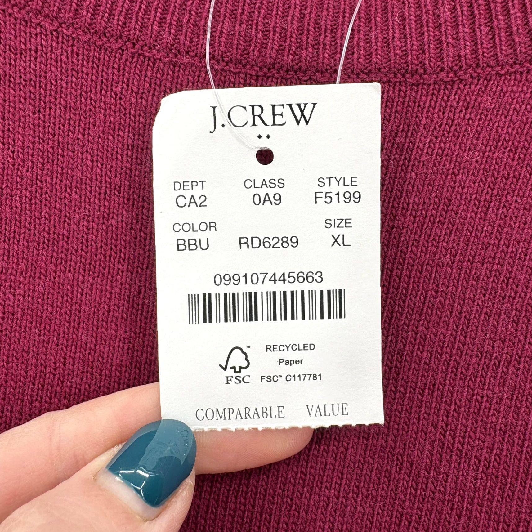 J.Crew J.CREW Sweater Womens XL Red Crew Neck Knit Pullover Casual NWT Merino Wool Cotton Tight-Knit Vintage: No Size XL / US 12-14 / IT 48-50 - 5 Thumbnail