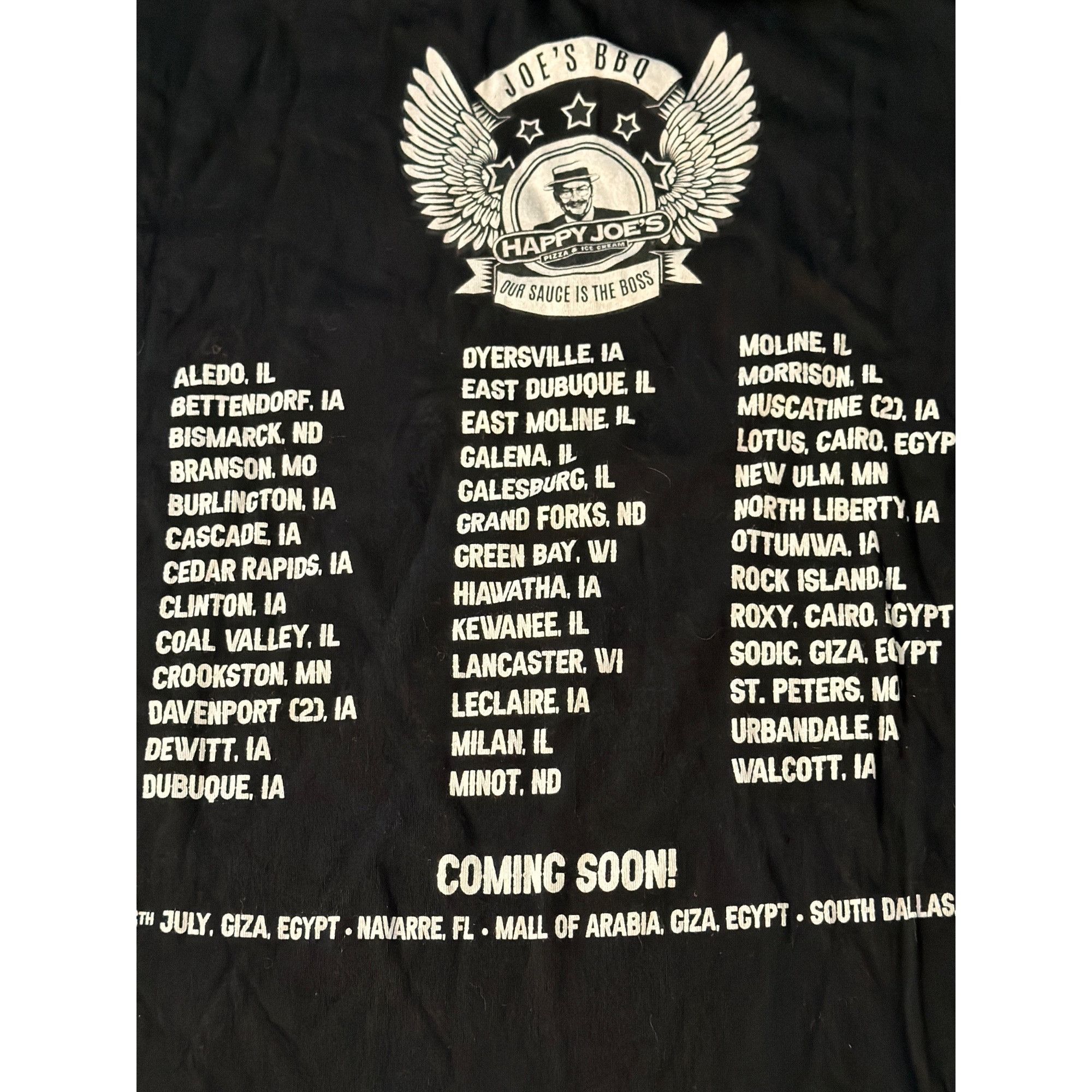 Other Joes BBQ Happy Joes Black T Shirt Graphic Tee Locations Pizz Size US S / EU 44-46 / 1 - 4 Thumbnail