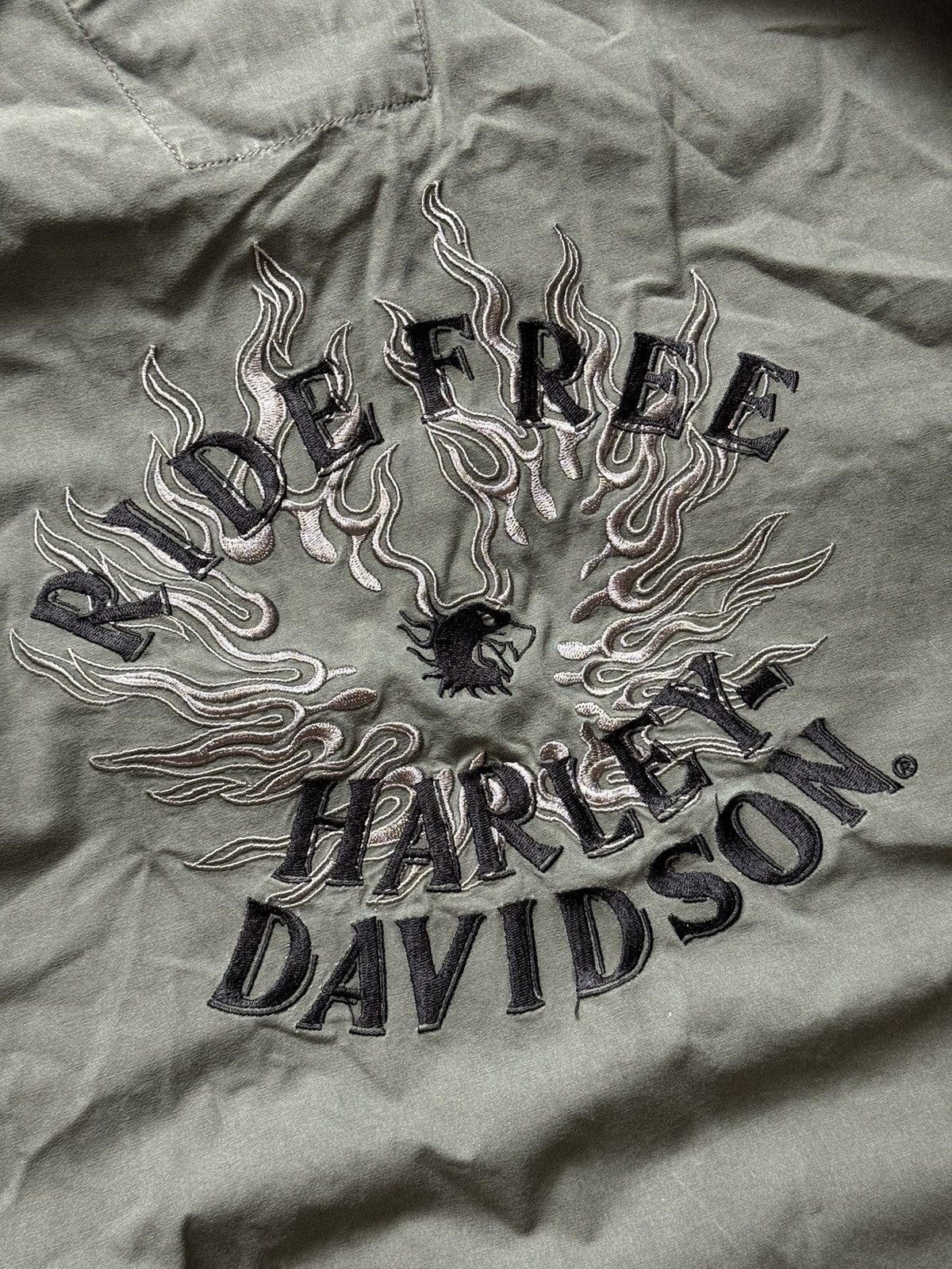 Harley Davidson × Vintage Harley Davidson XL logo ride free shirt button up long sleev Size US XL / EU 56 / 4 - 8 Thumbnail
