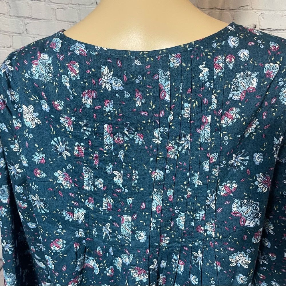 J. Jill New J. Jill Pintucked Floral Cotton Peacock Folkloric Vine Size S / US 4 / IT 40 - 9 Thumbnail