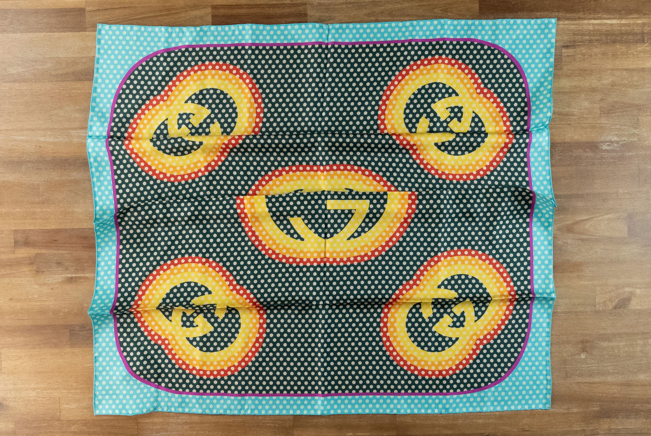 Gucci GUCCI interlocking G logo & polka dots silk square scarf Size ONE SIZE - 3 Thumbnail