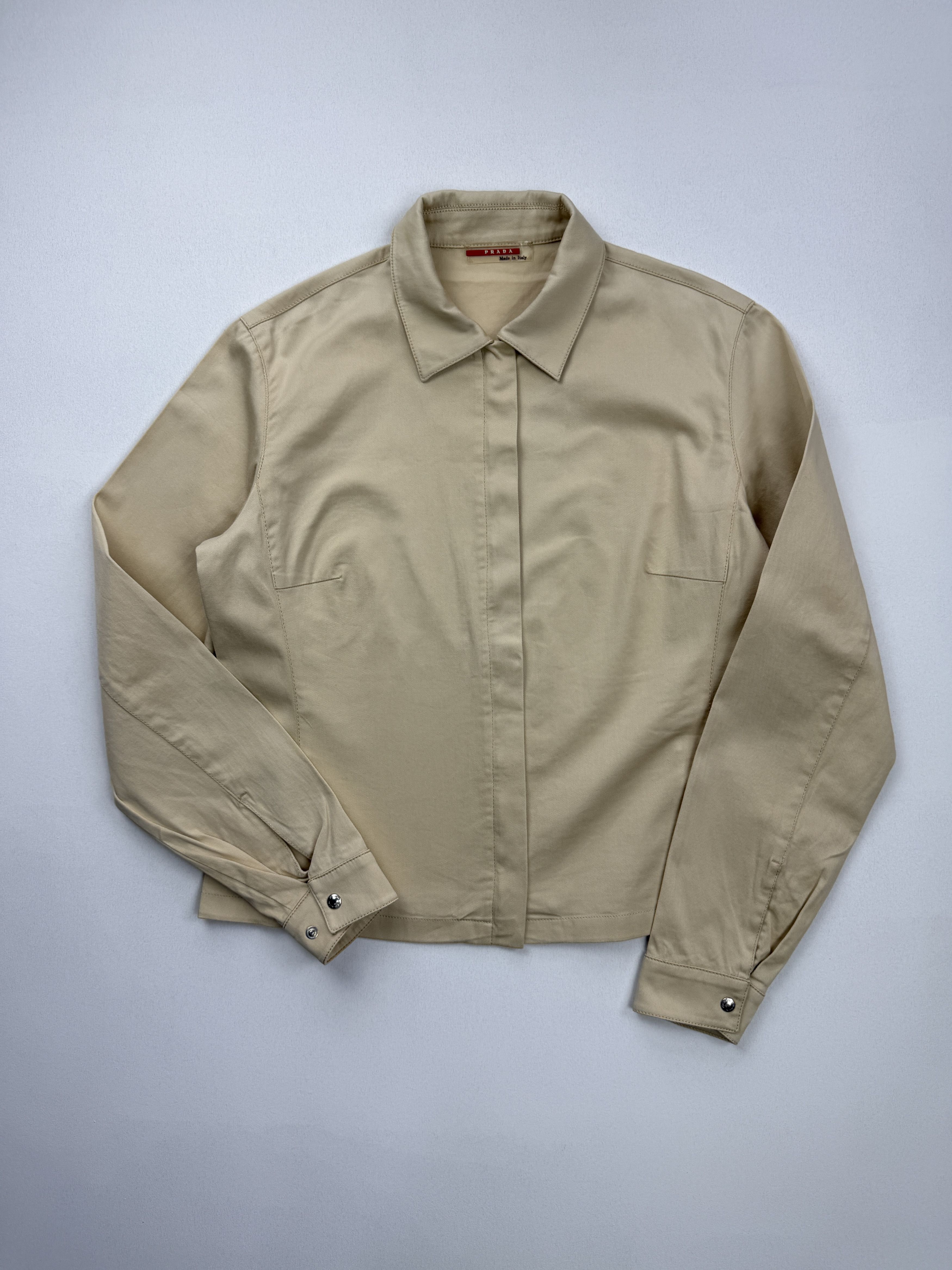 Prada Vintage 00s Prada Beige Full Zip Blazer Shirt Size L / US 10 / IT 46 - 3 Thumbnail