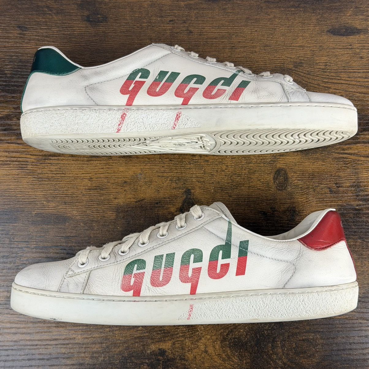 Gucci Gucci Ace Low Blade Distressed White Men Designer Shoe Italy Size US 9.5 / EU 42-43 - 3 Thumbnail