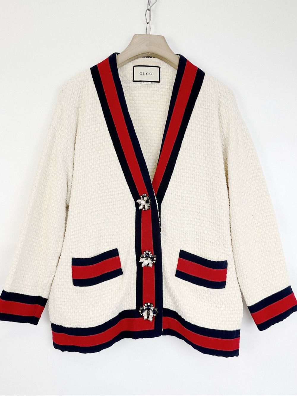 Gucci Gucci Web Trim Tweed Cardigan Size 38 Size XS / US 0-2 / IT 36-38 - 1 Thumbnail