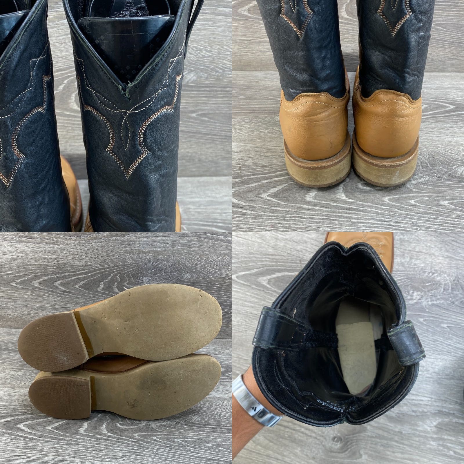 Vintage VINTAGE Laredo Mens 10.5 Brown Leather Cowboy Boots Round Toe Western Crepe Sole USA VTG Size US 11 / EU 44 - 8 Thumbnail