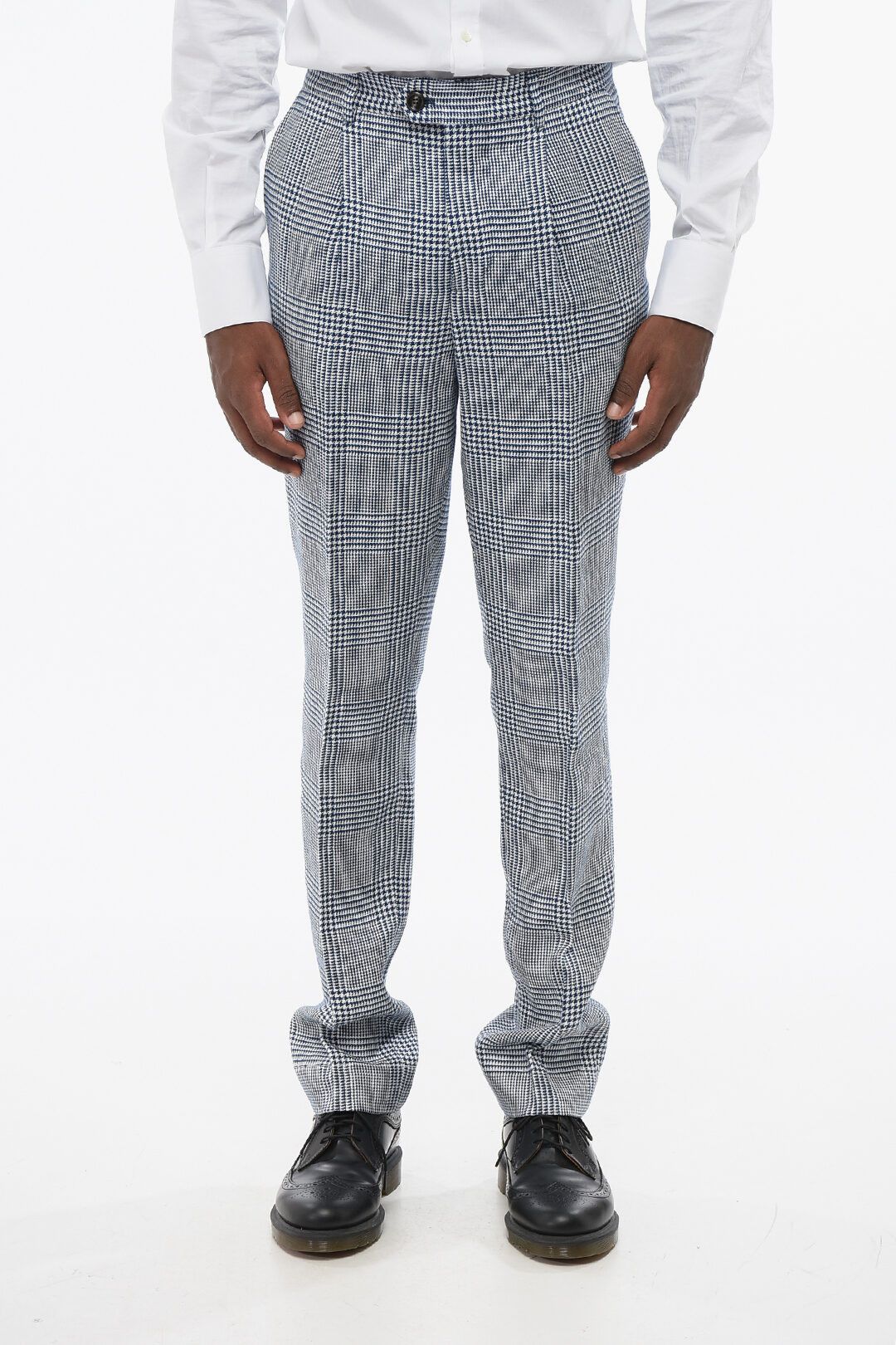 Brunello Cucinelli og1mm0725 District Check Linen Blend Suit in Blue/White Size US L / EU 52-54 / 3 - 7 Thumbnail