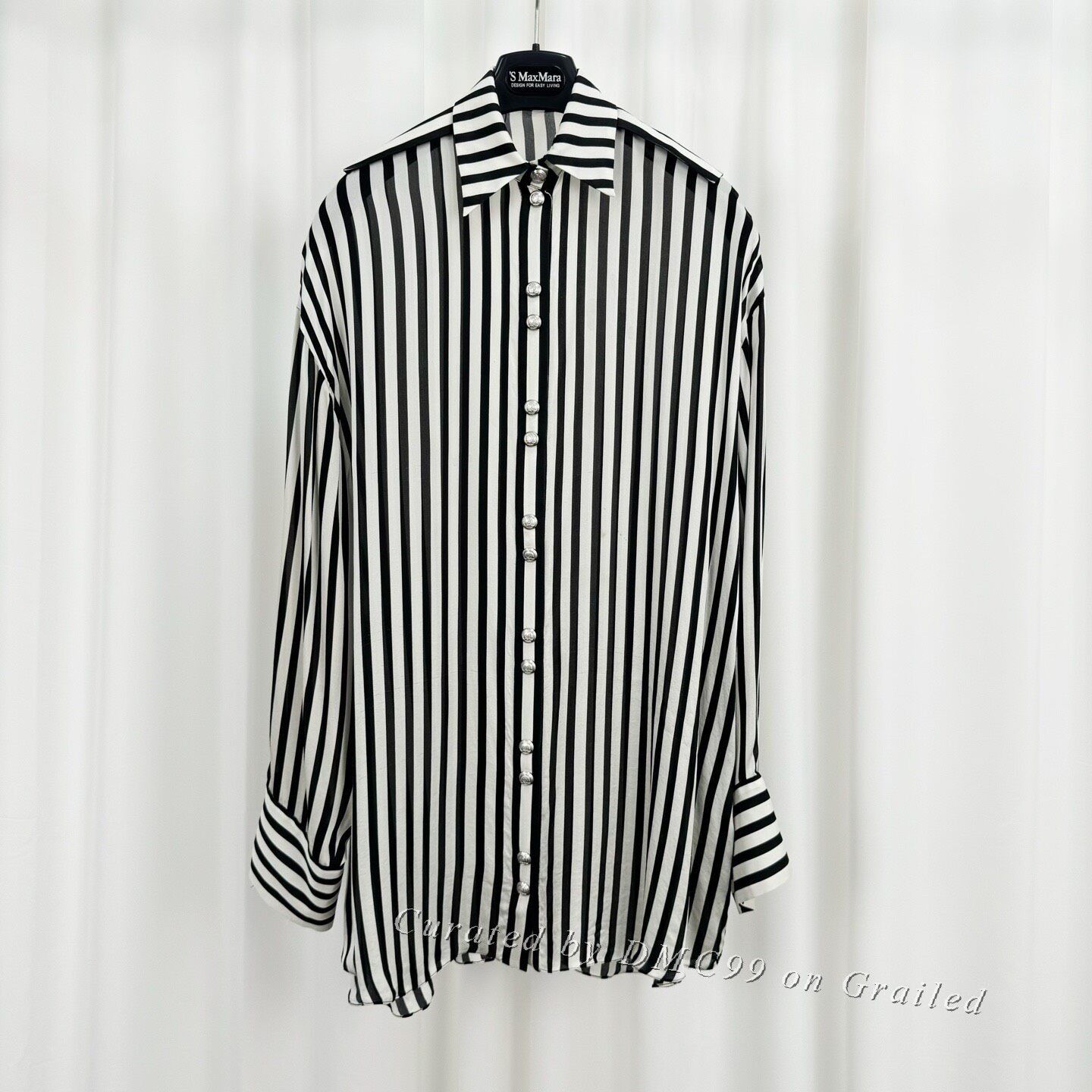 Balmain Balmain Silver Buckle Silk Striped Shirt Size XXS / US 00 / IT 34 - 1 Thumbnail