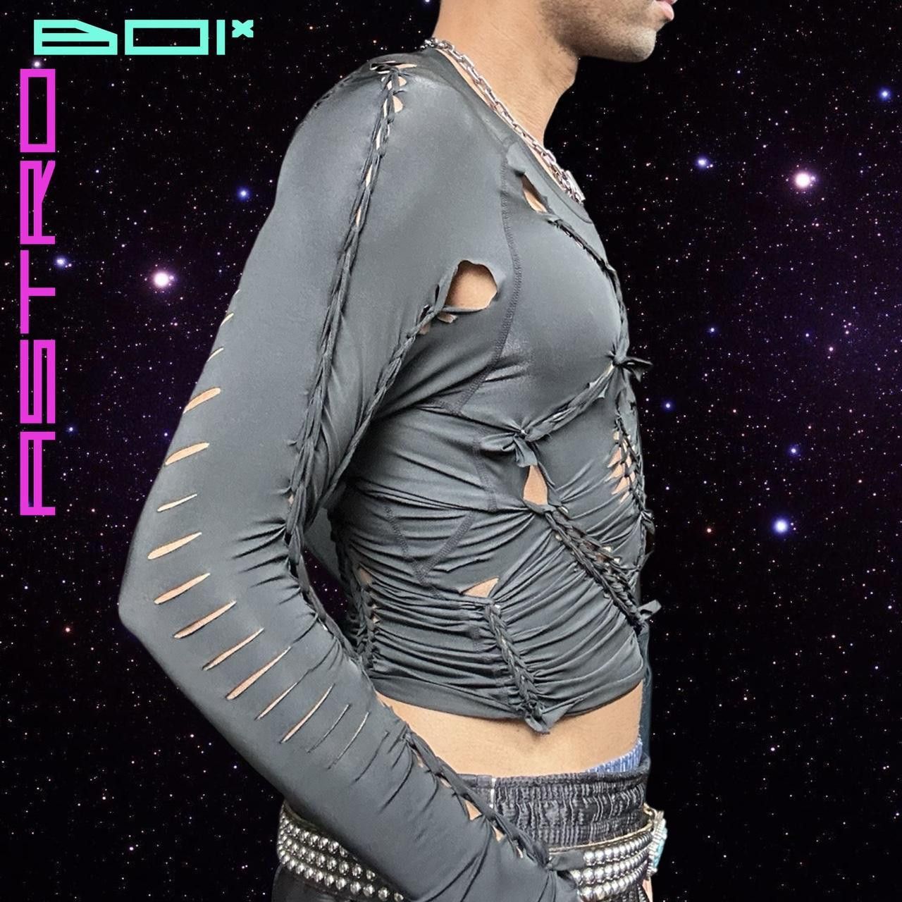 Other ASTROBOI* 'LEO' Black braided twist Compression Top - Large Size US L / EU 52-54 / 3 - 6 Thumbnail