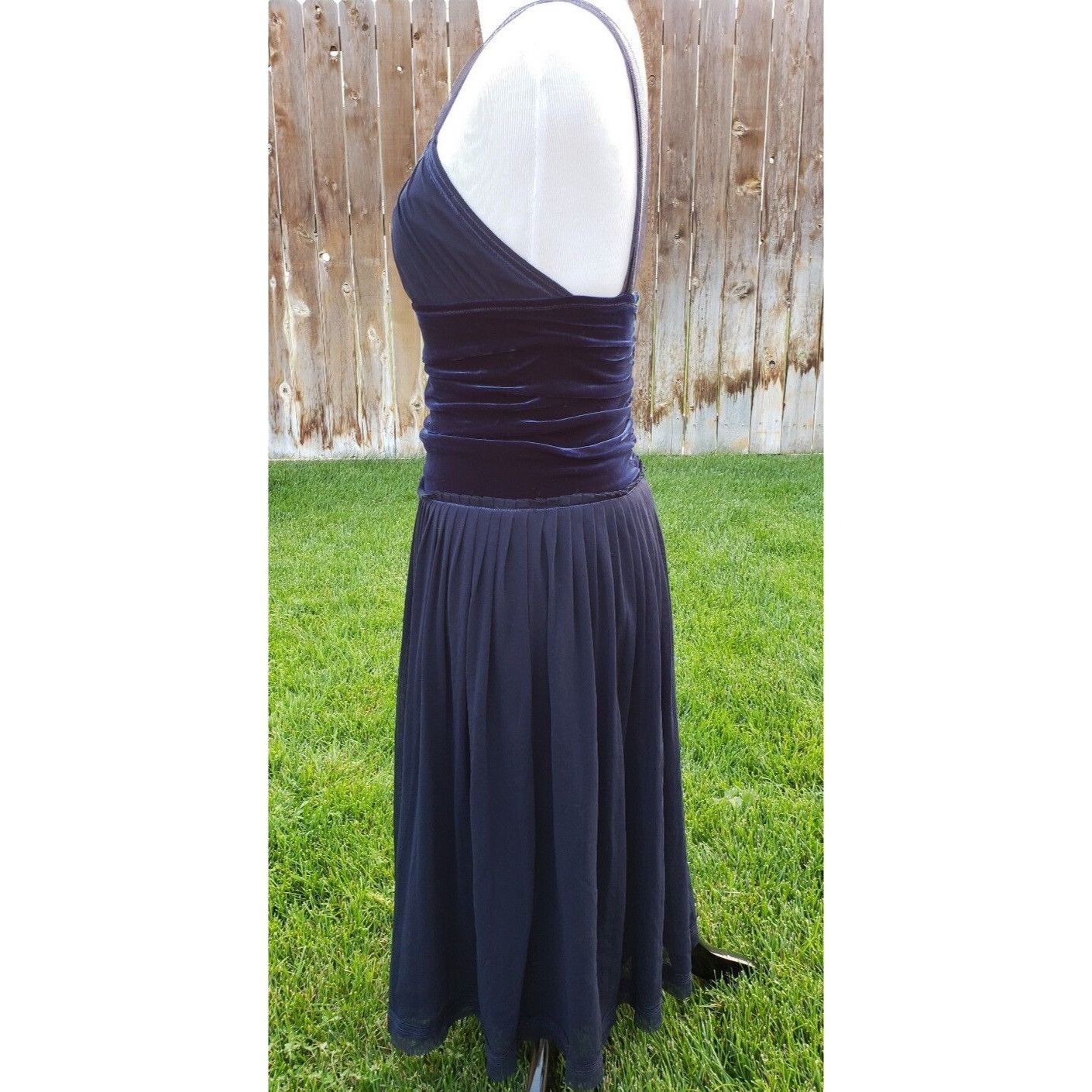 FUZZI Fuzzi Velvet Dress Womens 6 Blue Silk Chiffon Layered Italy Size S / US 4 / IT 40 - 6 Thumbnail