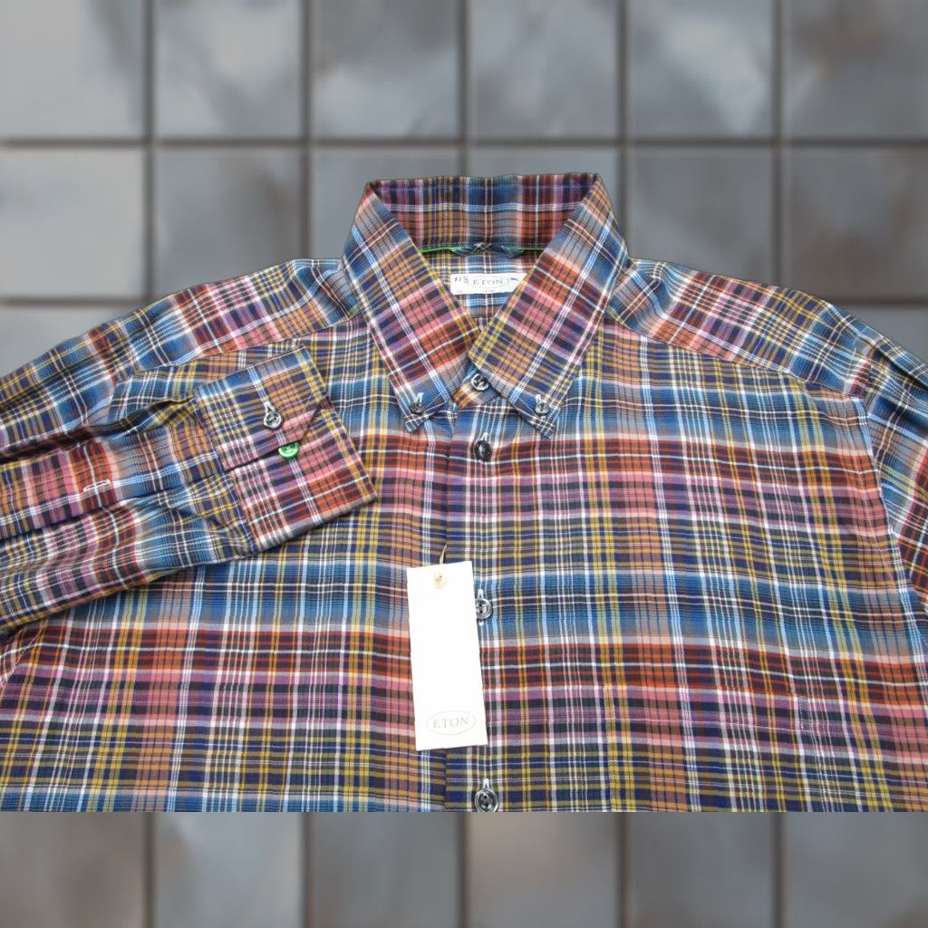 Eton ETON Shirt Mens Slim 42 15.5 Madras Tattersall Plaid Button-down Large Size US L / EU 52-54 / 3 - 1 Thumbnail