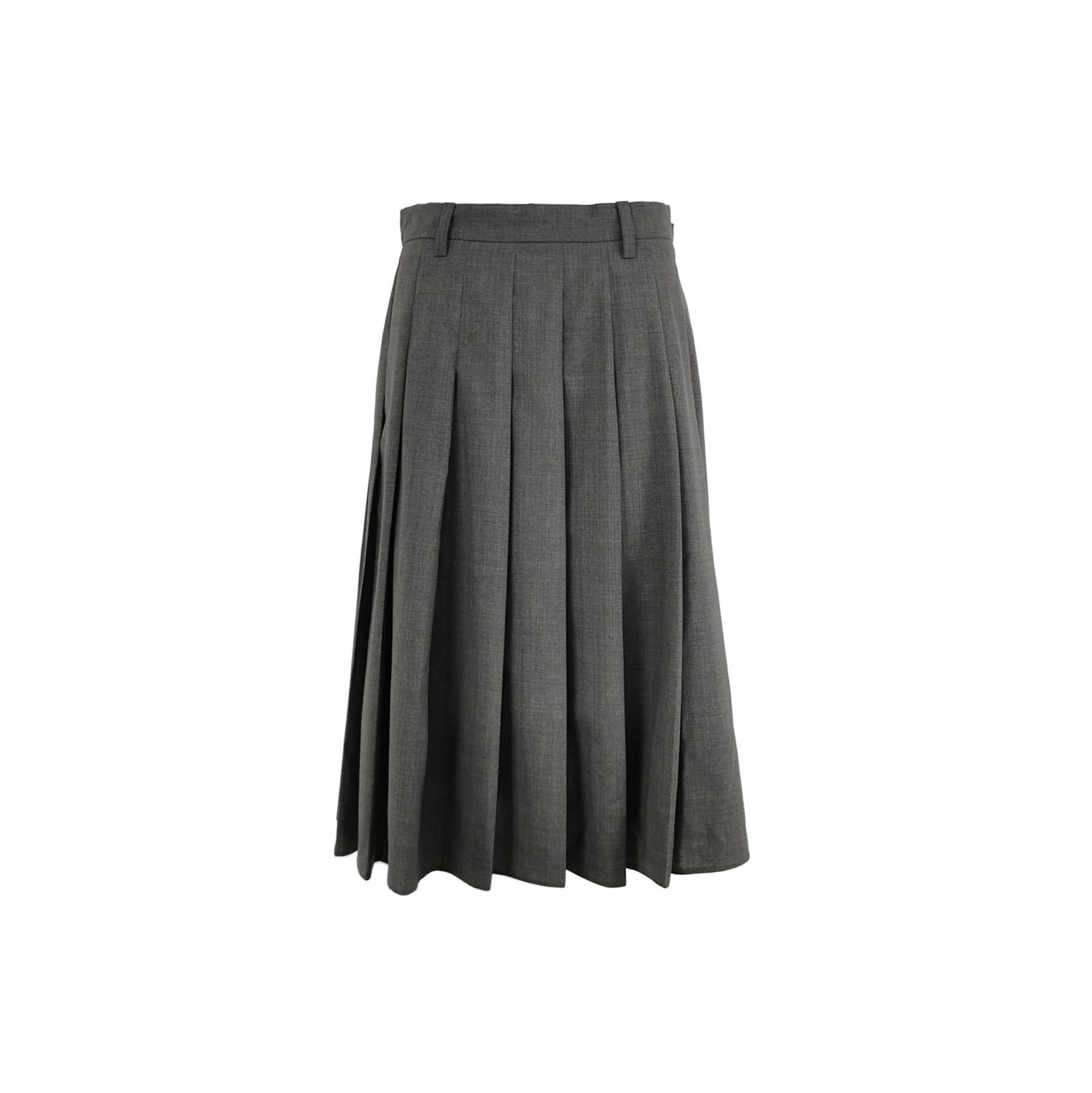 Prada Prada Pleated Wool Midi Skirt in Gray 0089 Size 38" / US 16 / IT 52 - 1 Thumbnail