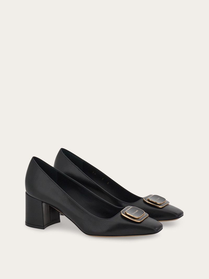 Salvatore Ferragamo o1s1rm0526 New Vara Plate Pumps in Black Size US 8 / IT 38 - 4 Thumbnail