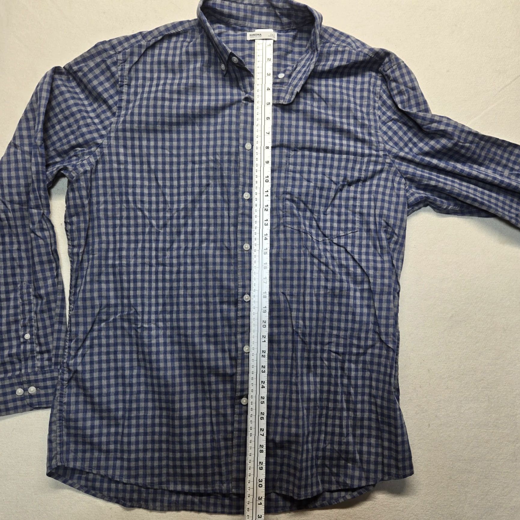 Vintage Sonoma Big & Tall Shirt Mens 2XLT Blue Plaid Button-Up Long Sleeve Cotton Blend Size US XXL / EU 58 / 5 - 5 Thumbnail