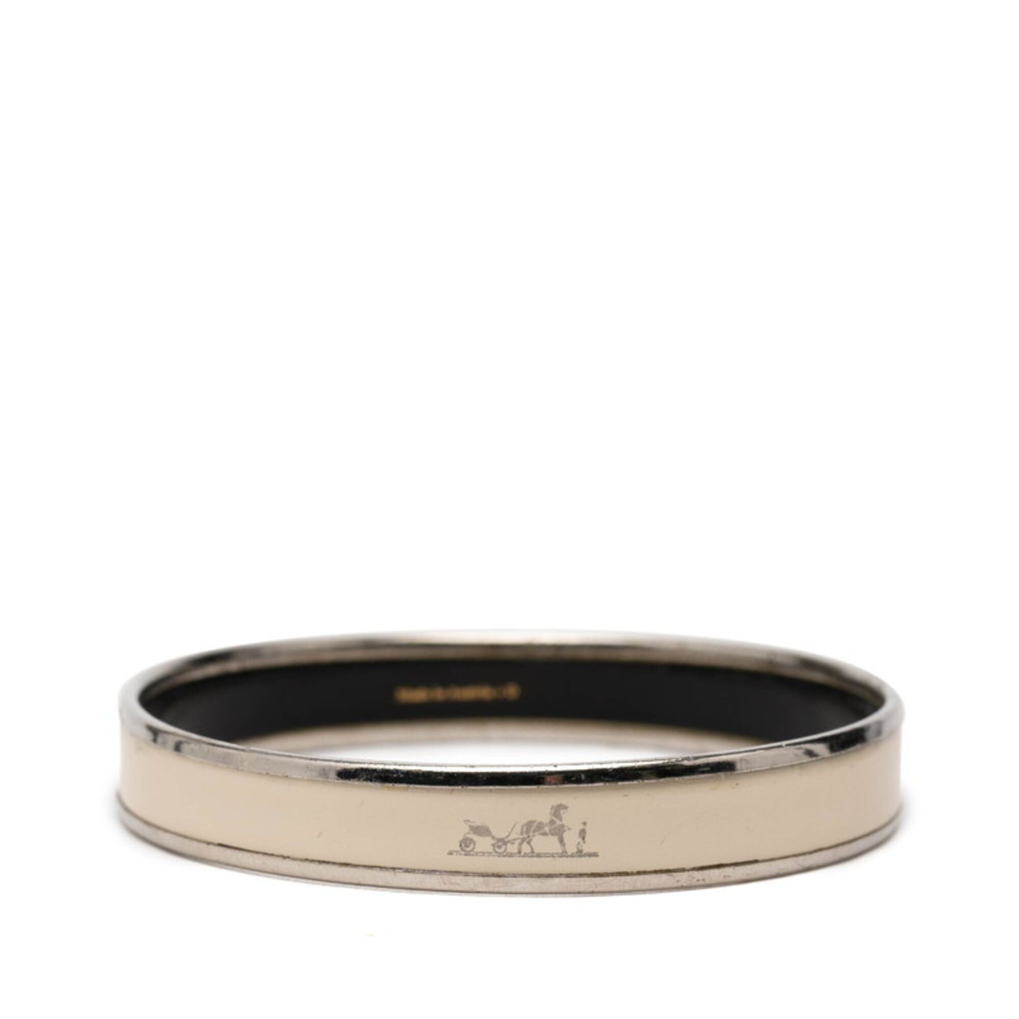 Hermes Hermes Email PM Bangle, Silver, Ivory Metal Enamel, Women's Size ONE SIZE - 1 Thumbnail