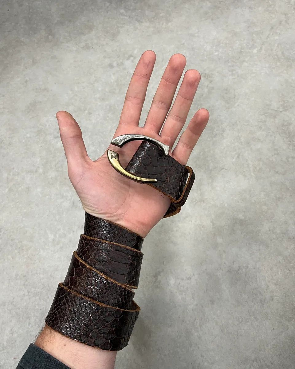 Just Cavalli 2000s Cavalli Brown Python Embossed Leather Belt Size ONE SIZE - 1 Thumbnail