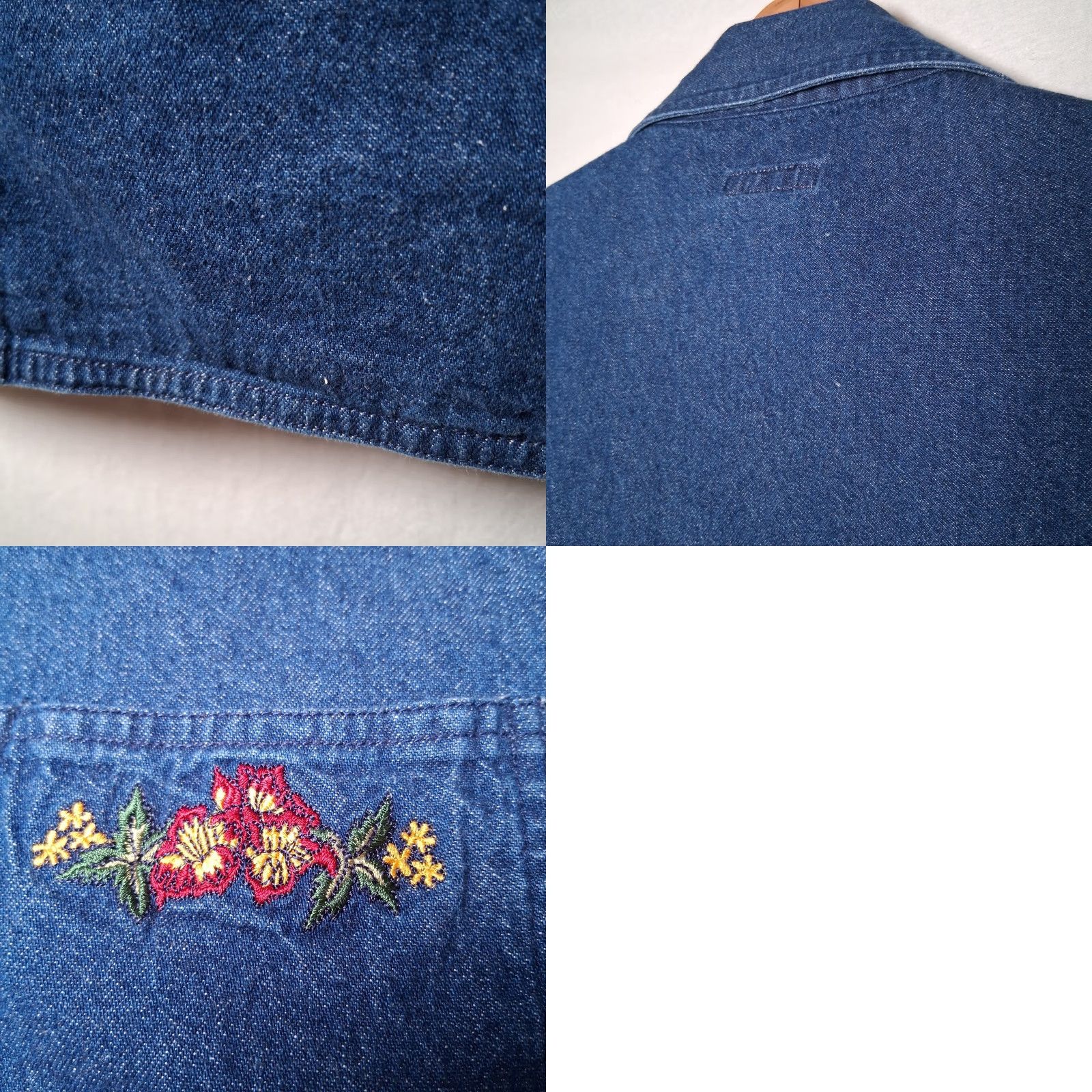 Denime VINTAGE I. C. Isaacs Vest Shirt Large Blue Chambray Denim Floral Embroidered Shirt Women L Blue Chambray Floral Embroidered Vest Size L / US 10 / IT 46 - 9 Thumbnail