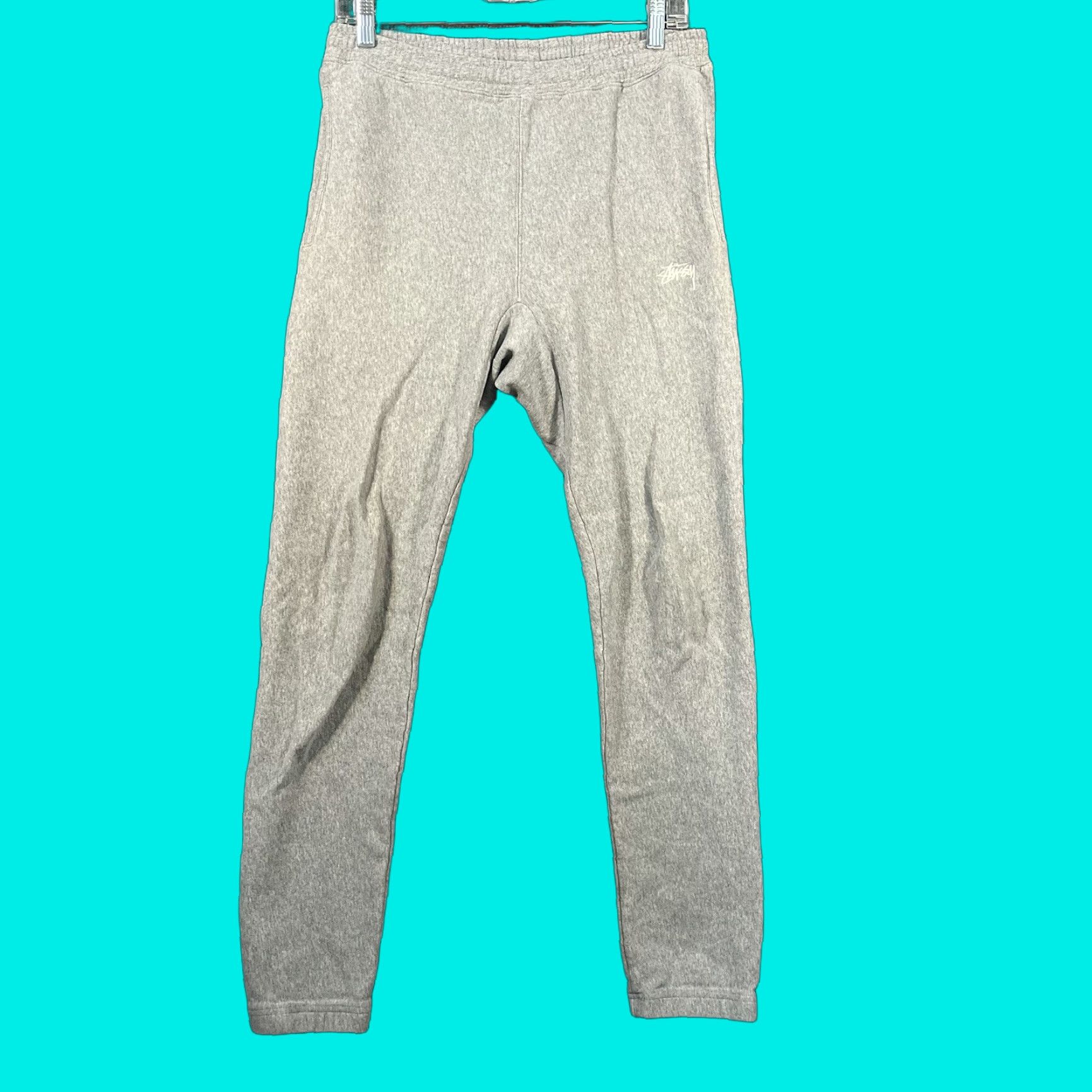 Logo 7 Stussy Sweatpants Joggers Mens S Gray Fleece Logo Embroidered Cuffed Vintage Stussy Logo Sweatpants S Mens Gray Fleece Cotton Size US 29 - 1 Thumbnail