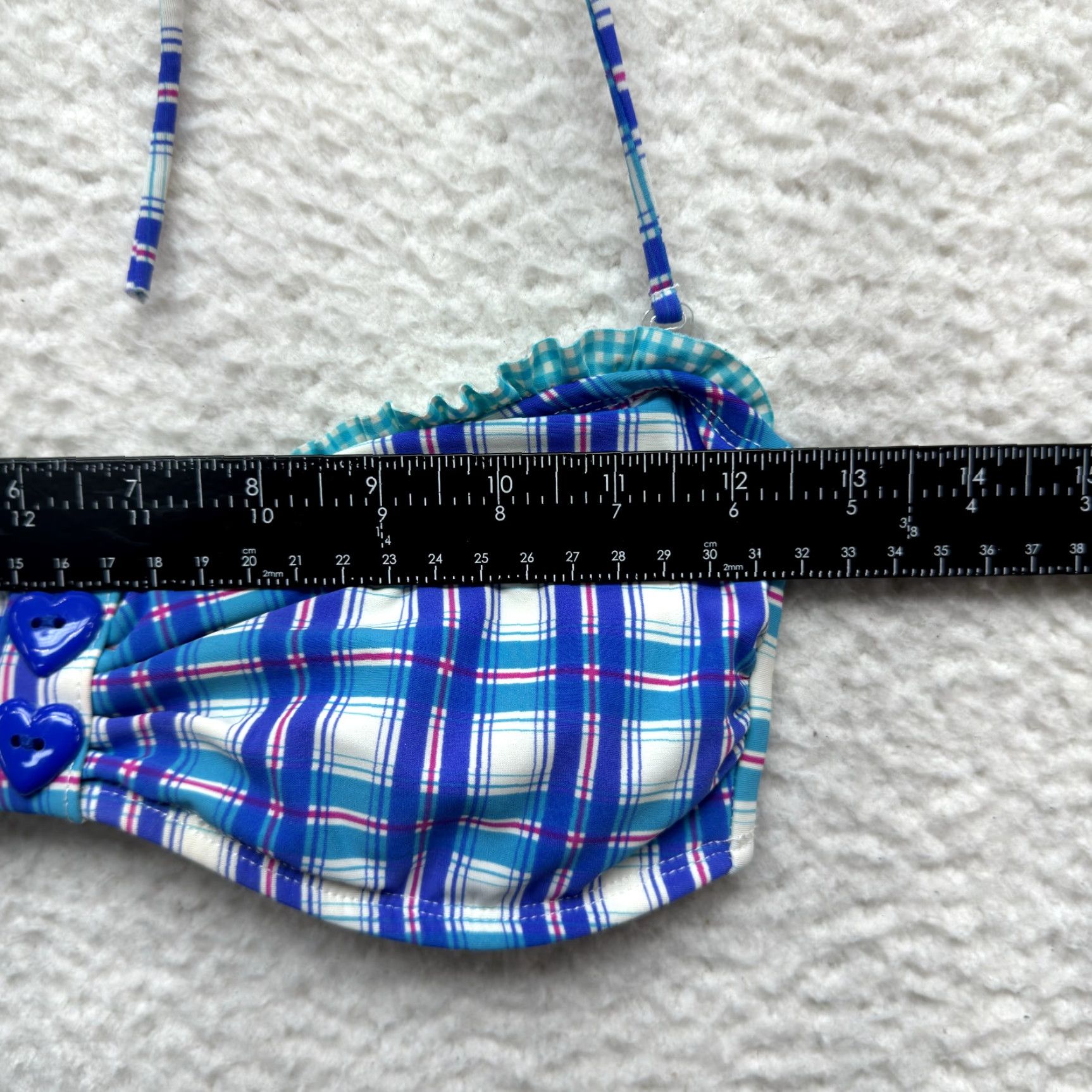 Vintage Y2K Vintage Halter Bikini Top XS Swimsuit Bathing Suit Blue Plaid Kawaii Japan Womens XS Size XS / US 0-2 / IT 36-38 - 5 Thumbnail
