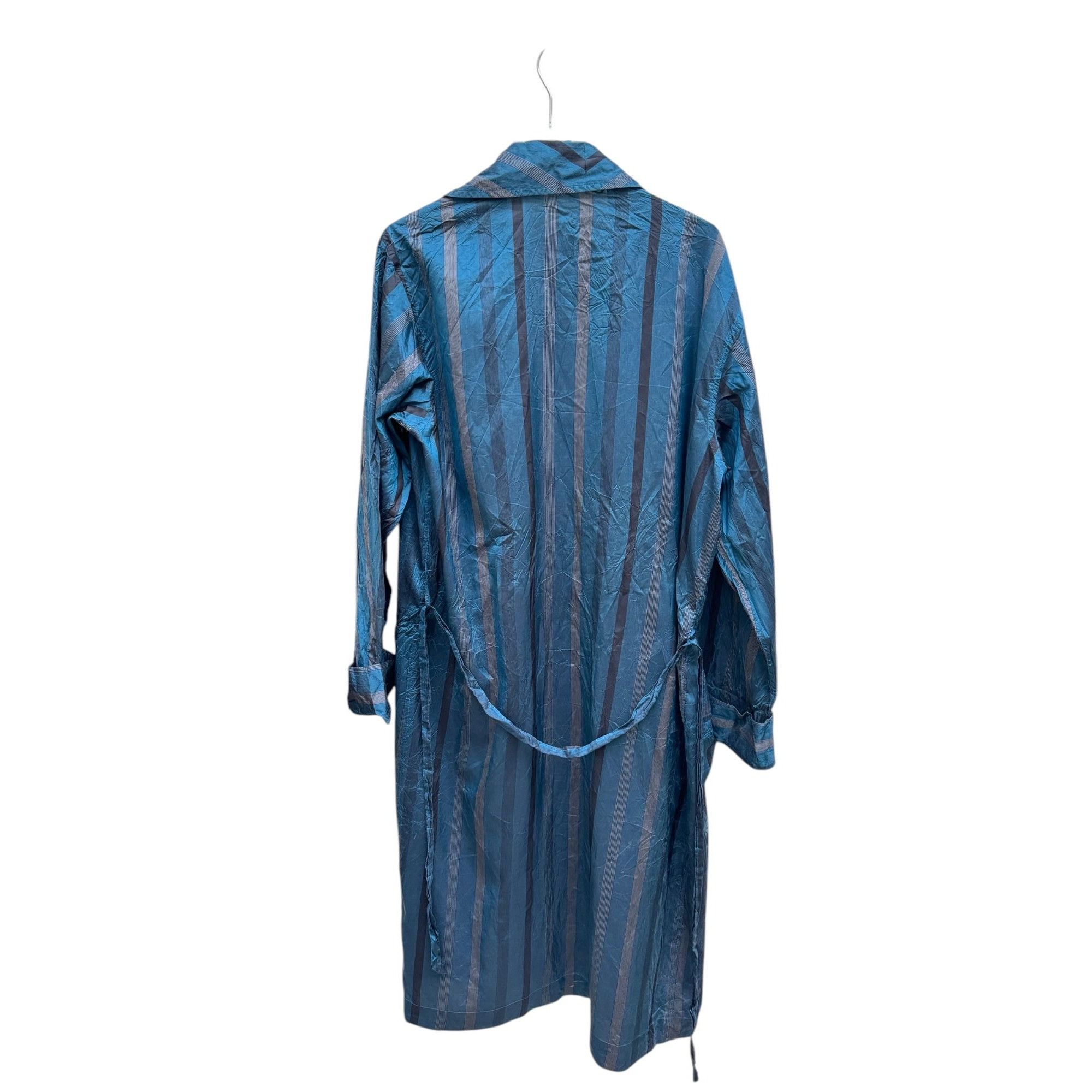 Yves Saint Laurent Vintage Navy Silk Striped Trench Coat Size US L / EU 52-54 / 3 - 3 Thumbnail