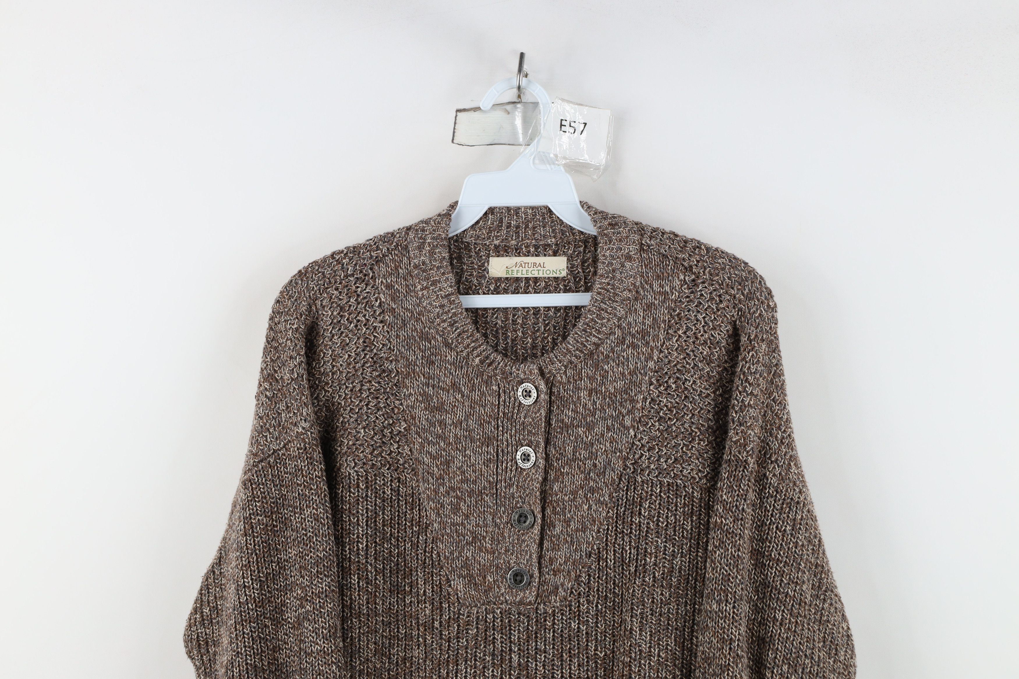 Vintage Vintage 90s Streetwear Ribbed Knit Henley Sweater Brown Size M / US 6-8 / IT 42-44 - 2 Thumbnail