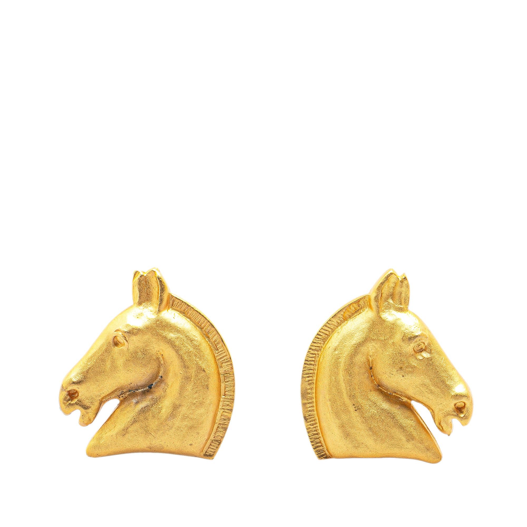 Hermes Hermès Gold Plated Cheval Clip On Earrings Gold Size ONE SIZE - 1 Thumbnail