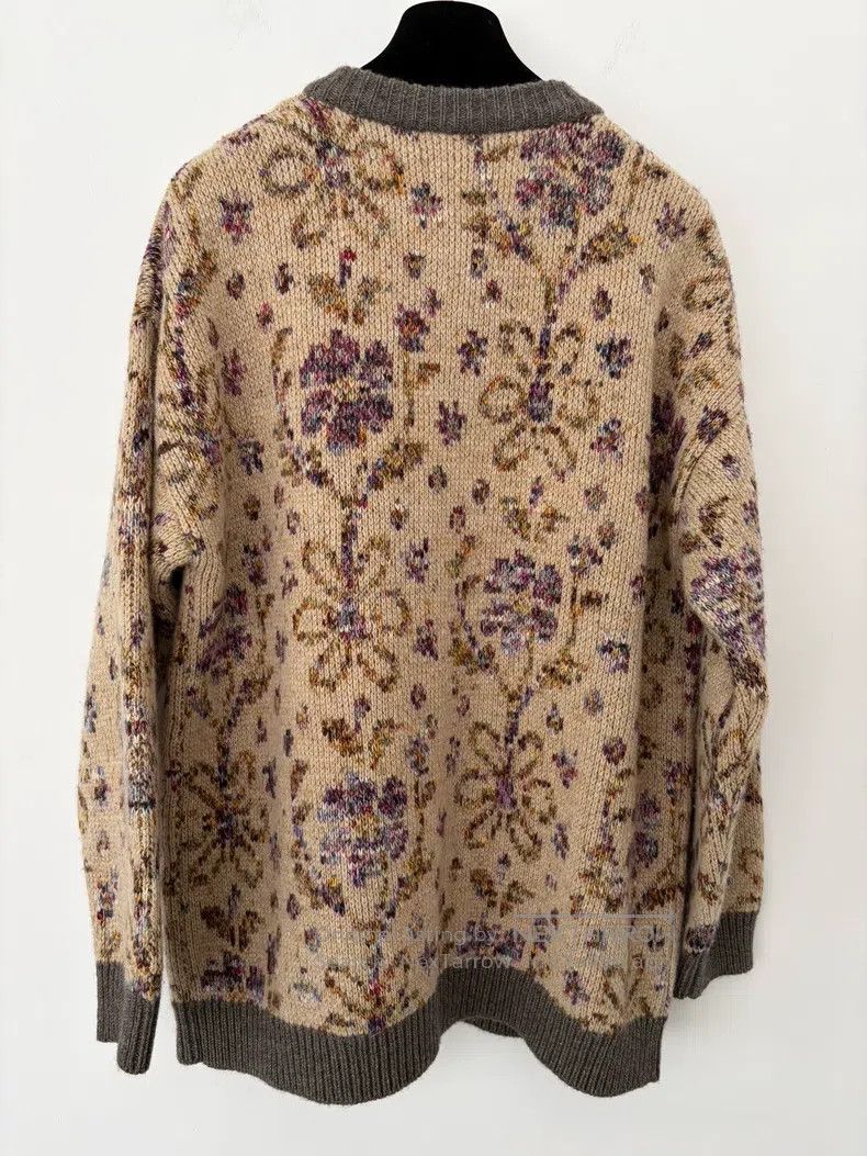 Chanel Chanel Khaki-coloured floral knitted round-neck long-sleev Size S / US 4 / IT 40 - 2 Thumbnail
