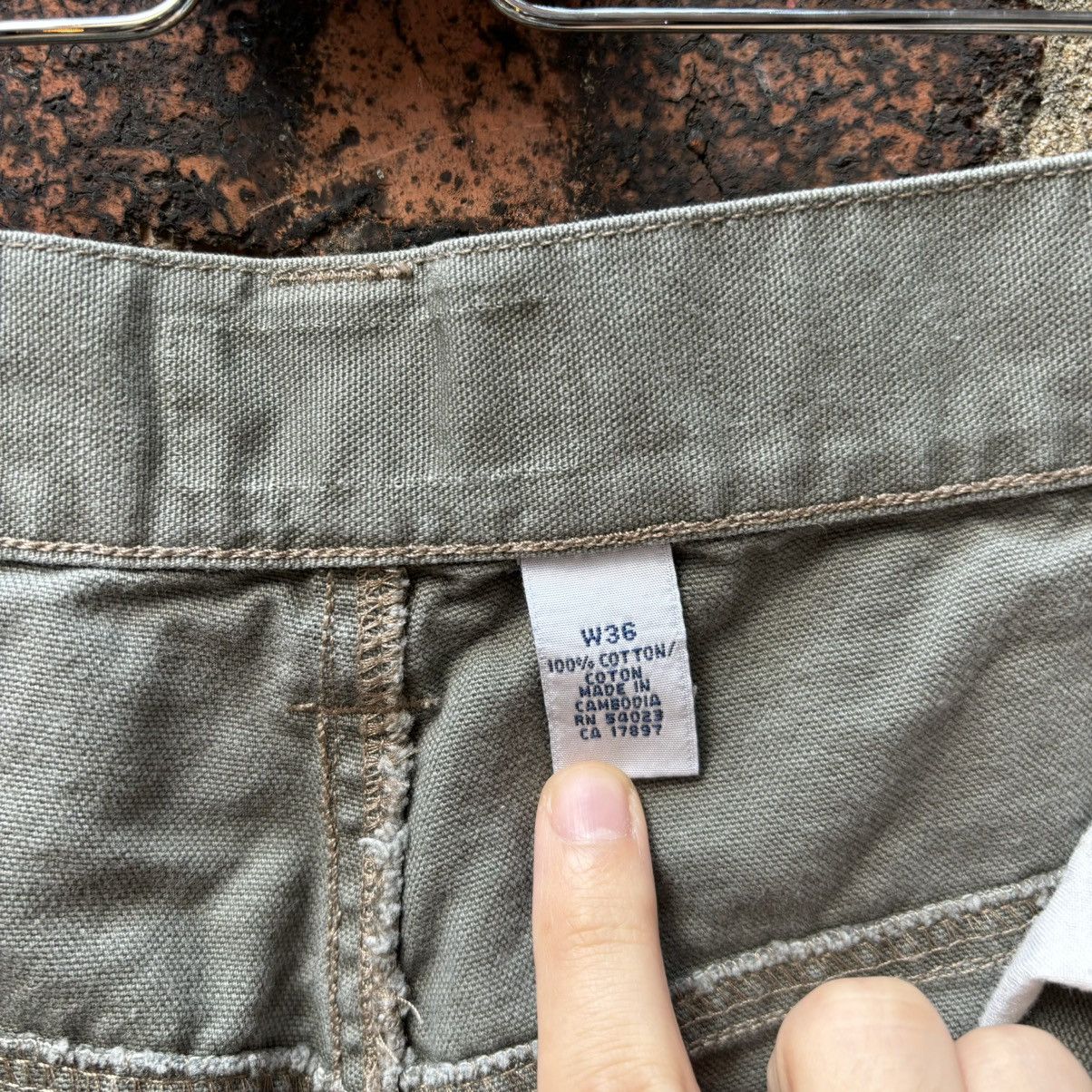 Old Navy × Vintage Vintage Y2K Khaki Green Baggy Work Shorts Size US 37 - 4 Thumbnail